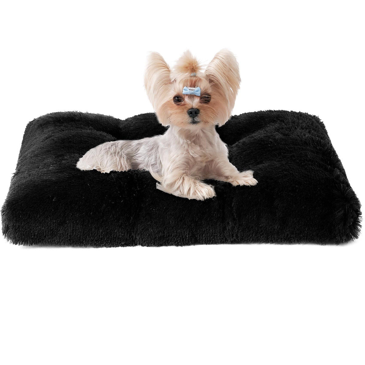 EHEYCIGA Fluffy Dog Crate Bed for Extra Large Dogs, Plush Faux Fur Pad, Calming Anti Anxiety XL Bed for Crate, Washable Soft Warm Dog Mat with Non-Slip Bottom, Grey