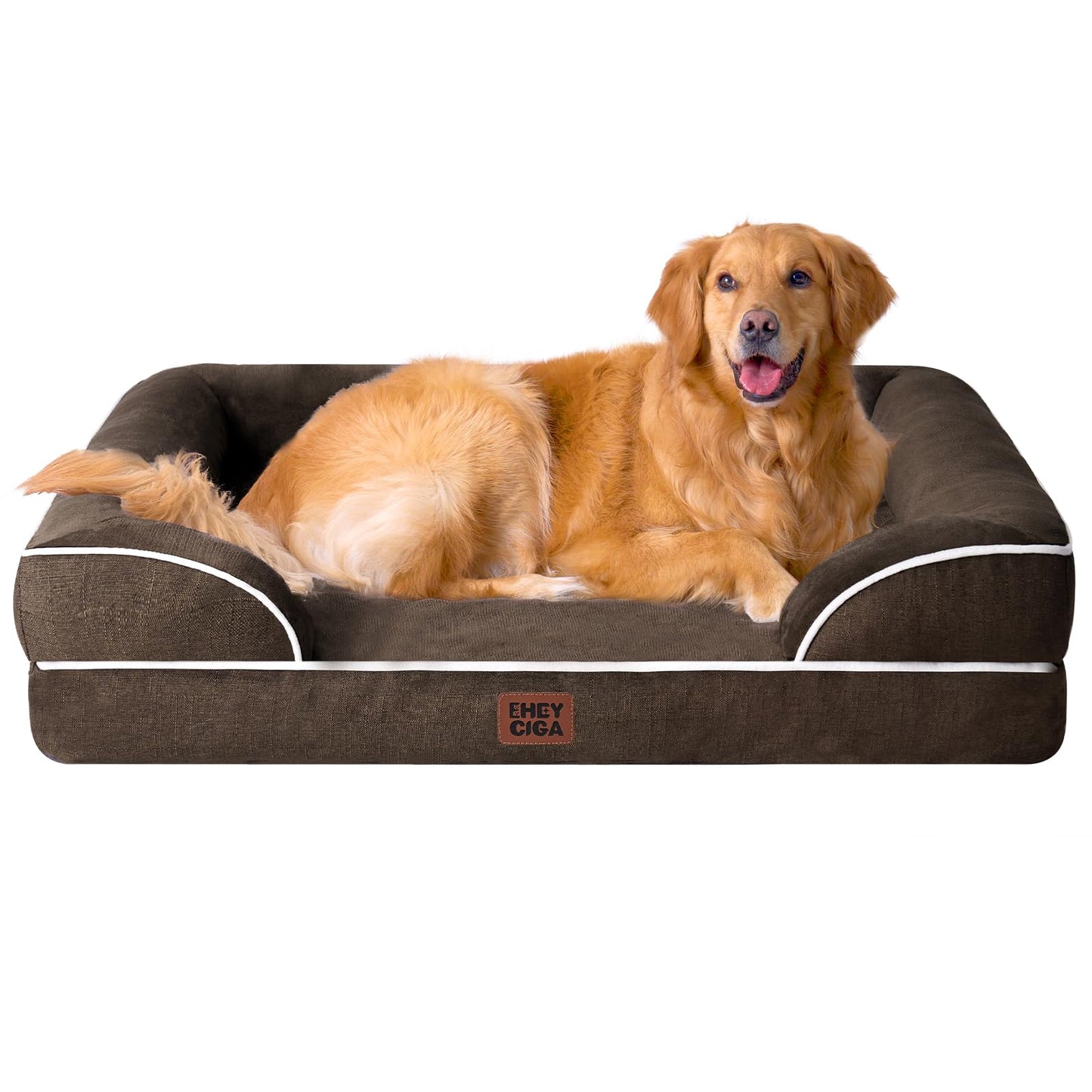 EHEYCIGA Orthopedic Dog Beds for Extra Large Dogs 44x32Inch, Waterproof Memory Foam XL Pet Bed with Sides, Non-Slip and Egg-Crate Foam Big Dog Couch Bed with Washable Removable Cover, Grey