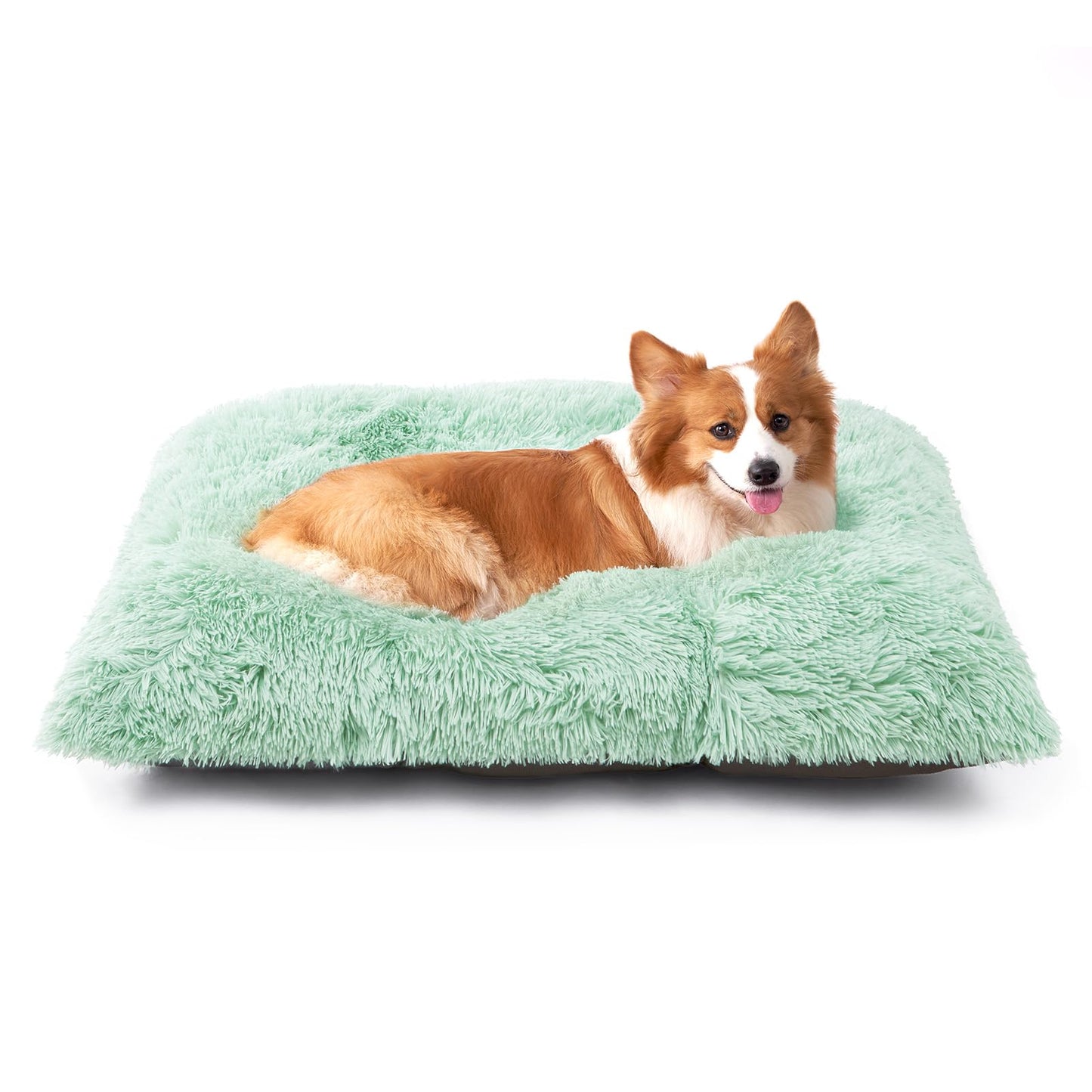 EHEYCIGA Fluffy Dog Crate Bed for Extra Large Dogs, Plush Faux Fur Pad, Calming Anti Anxiety XL Bed for Crate, Washable Soft Warm Dog Mat with Non-Slip Bottom, Grey