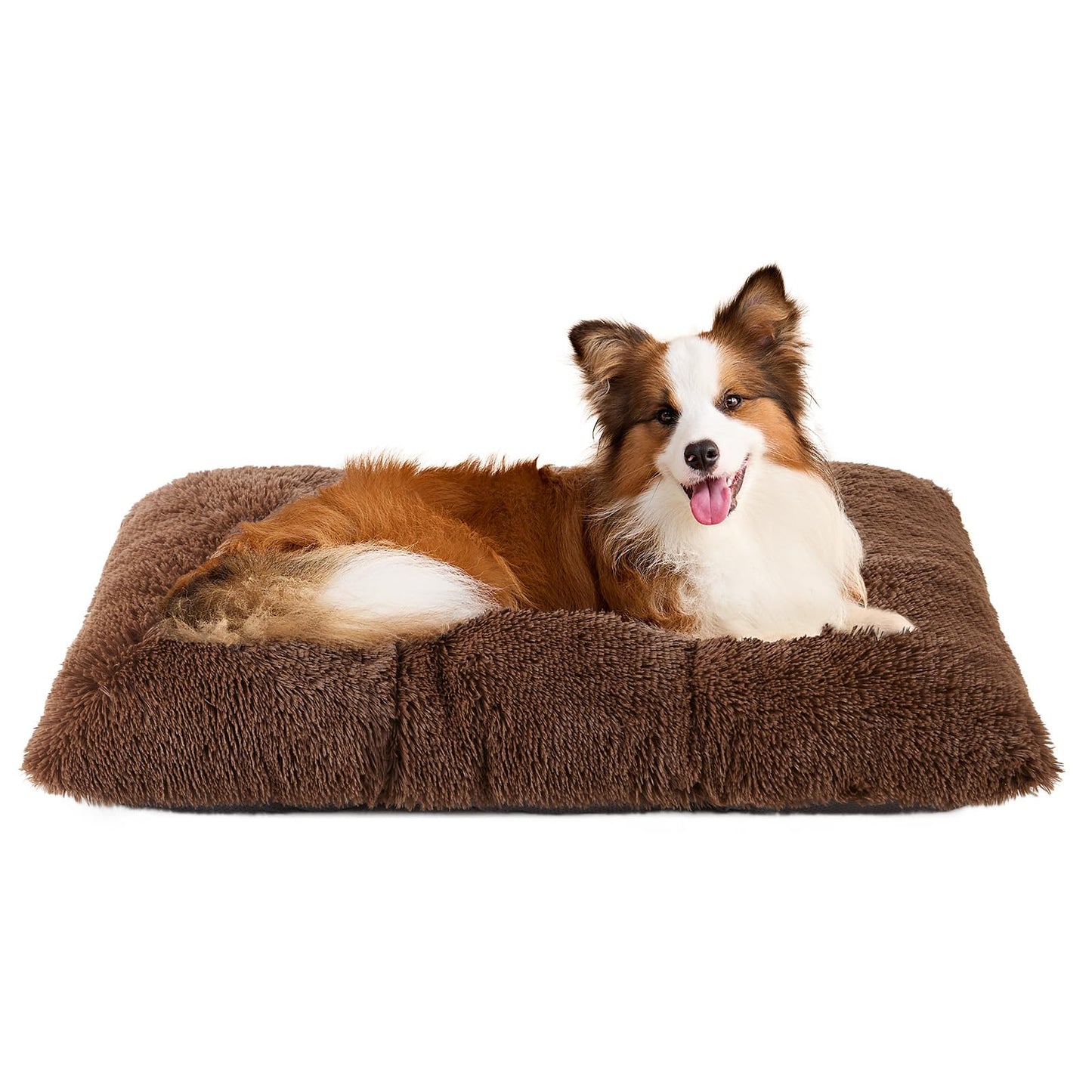 EHEYCIGA Fluffy Dog Crate Bed for Extra Large Dogs, Plush Faux Fur Pad, Calming Anti Anxiety XL Bed for Crate, Washable Soft Warm Dog Mat with Non-Slip Bottom, Grey