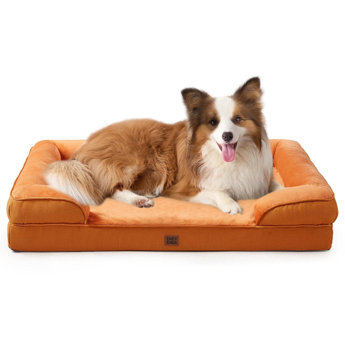EHEYCIGA Orthopedic Dog Beds for Extra Large Dogs 44x32Inch, Waterproof Memory Foam XL Pet Bed with Sides, Non-Slip and Egg-Crate Foam Big Dog Couch Bed with Washable Removable Cover, Grey