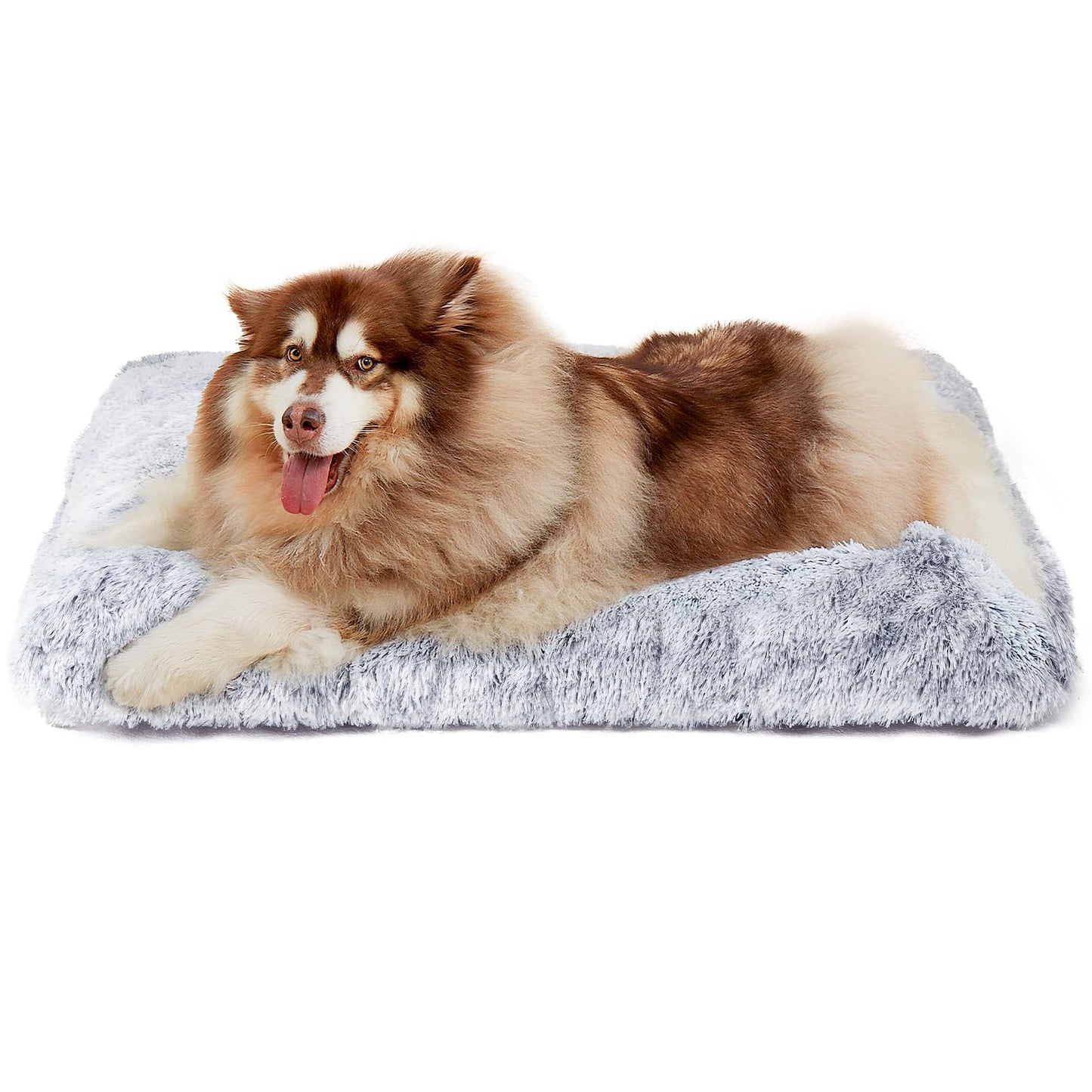 EHEYCIGA Fluffy Dog Crate Bed for Extra Large Dogs, Plush Faux Fur Pad, Calming Anti Anxiety XL Bed for Crate, Washable Soft Warm Dog Mat with Non-Slip Bottom, Grey
