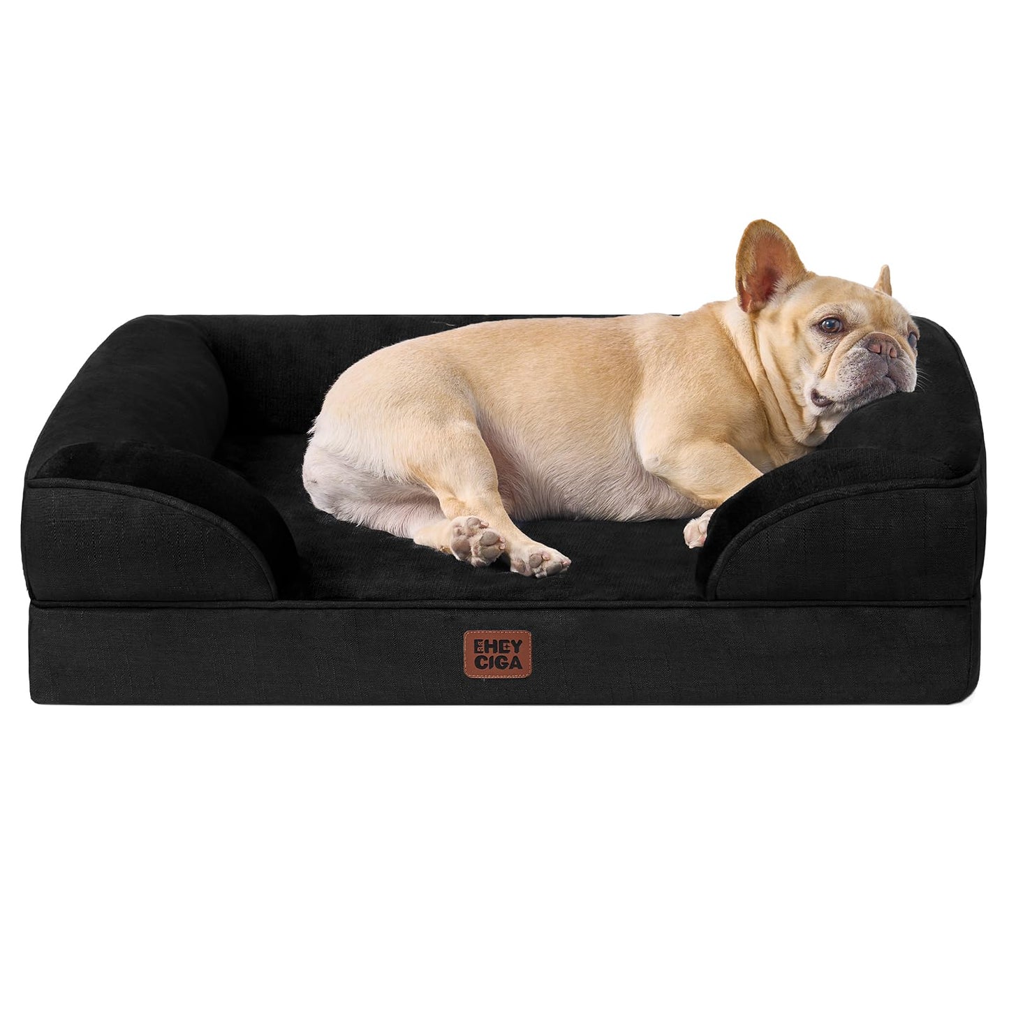 EHEYCIGA Orthopedic Dog Beds for Extra Large Dogs 44x32Inch, Waterproof Memory Foam XL Pet Bed with Sides, Non-Slip and Egg-Crate Foam Big Dog Couch Bed with Washable Removable Cover, Grey