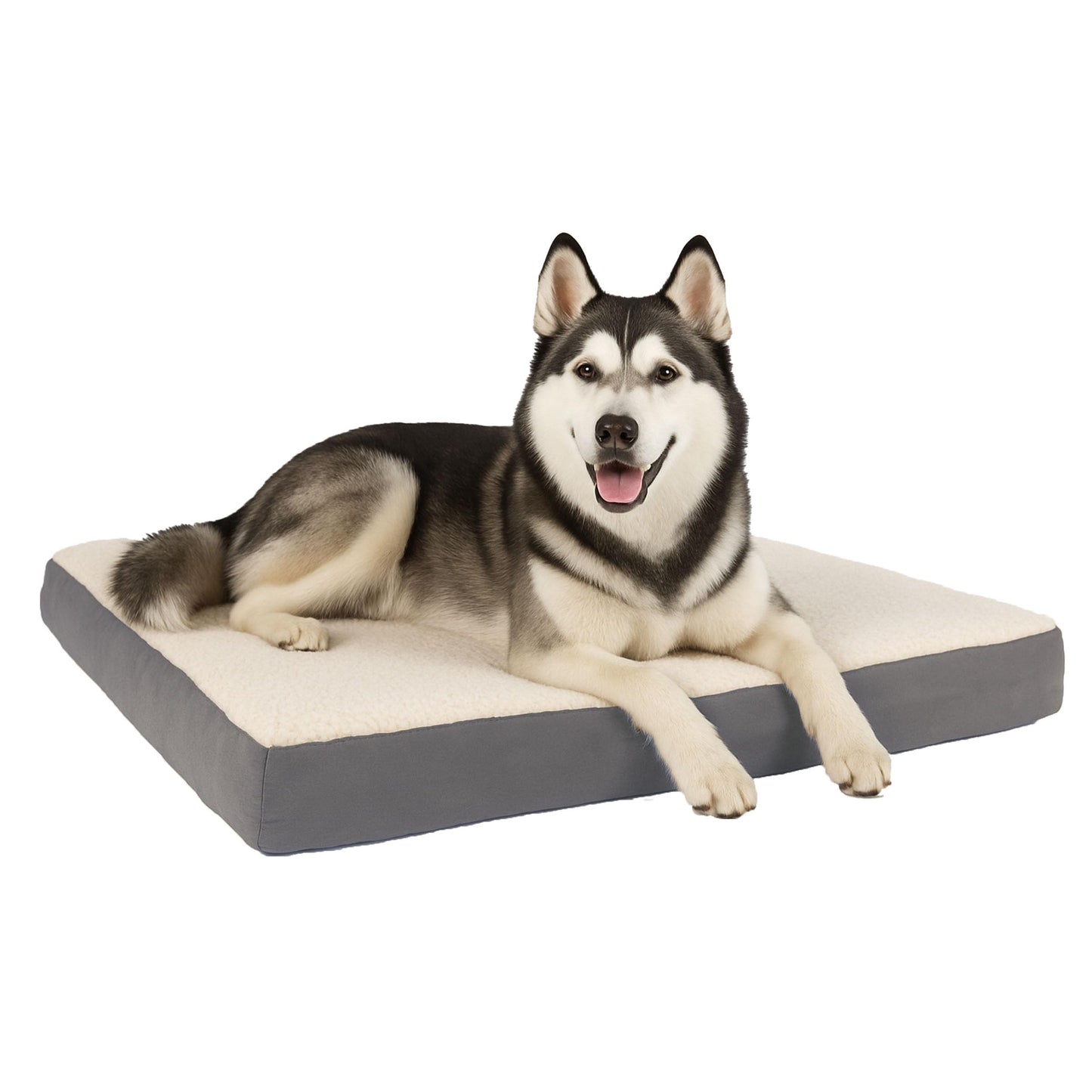 Orthopedic Dog Bed - 2-Layer Memory Foam Crate Mat with Machine Washable Sherpa Cover - 20x15 Pet Bed for Small Dogs Up to 20lbs by PETMAKER (Gray)