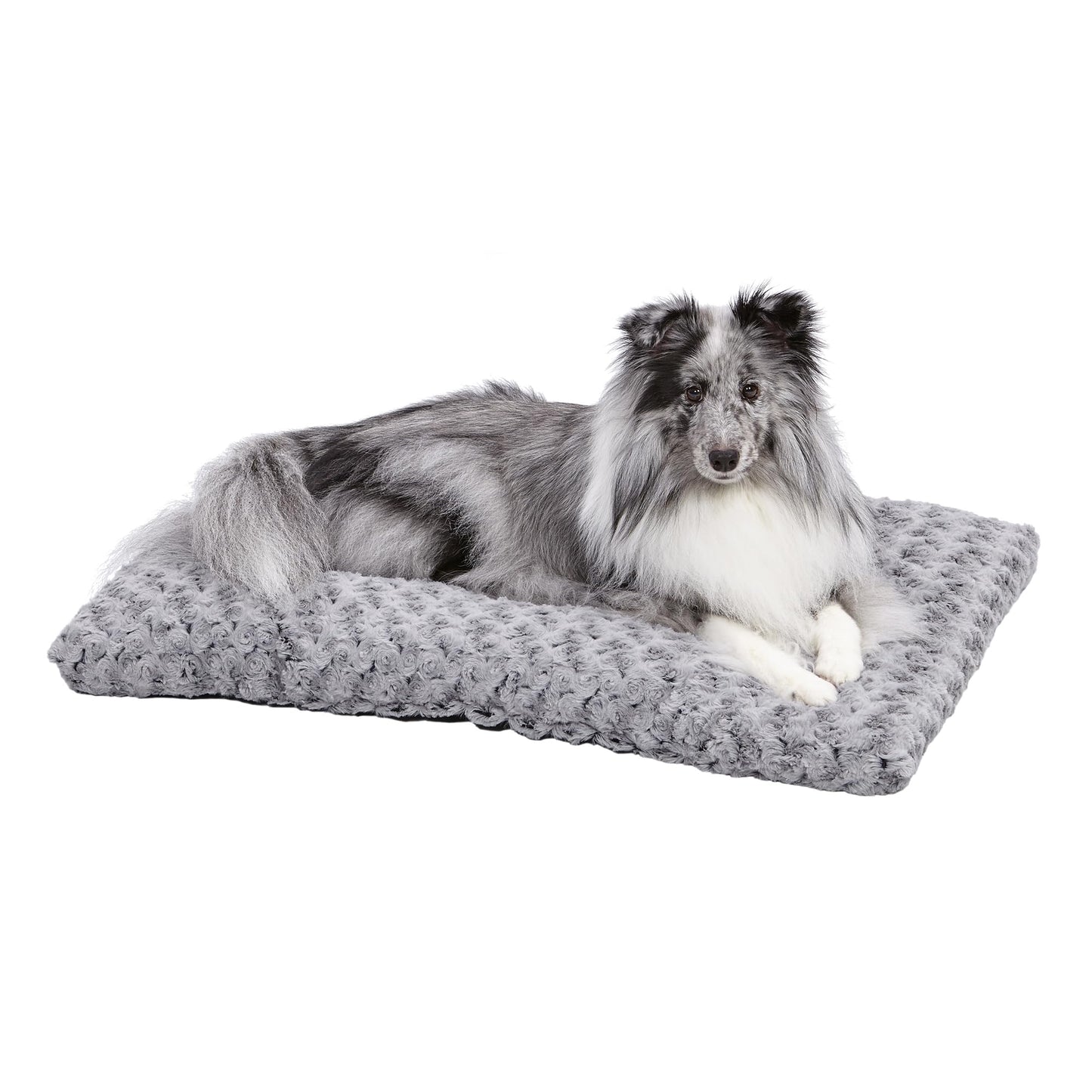 MidWest Homes for Pets Small QuietTime Deluxe Gray Ombré Swirl Plush Pet Bed, Machine Washable, Non-Skid Bottom, Soft Crate Mat for 24-inch Crates