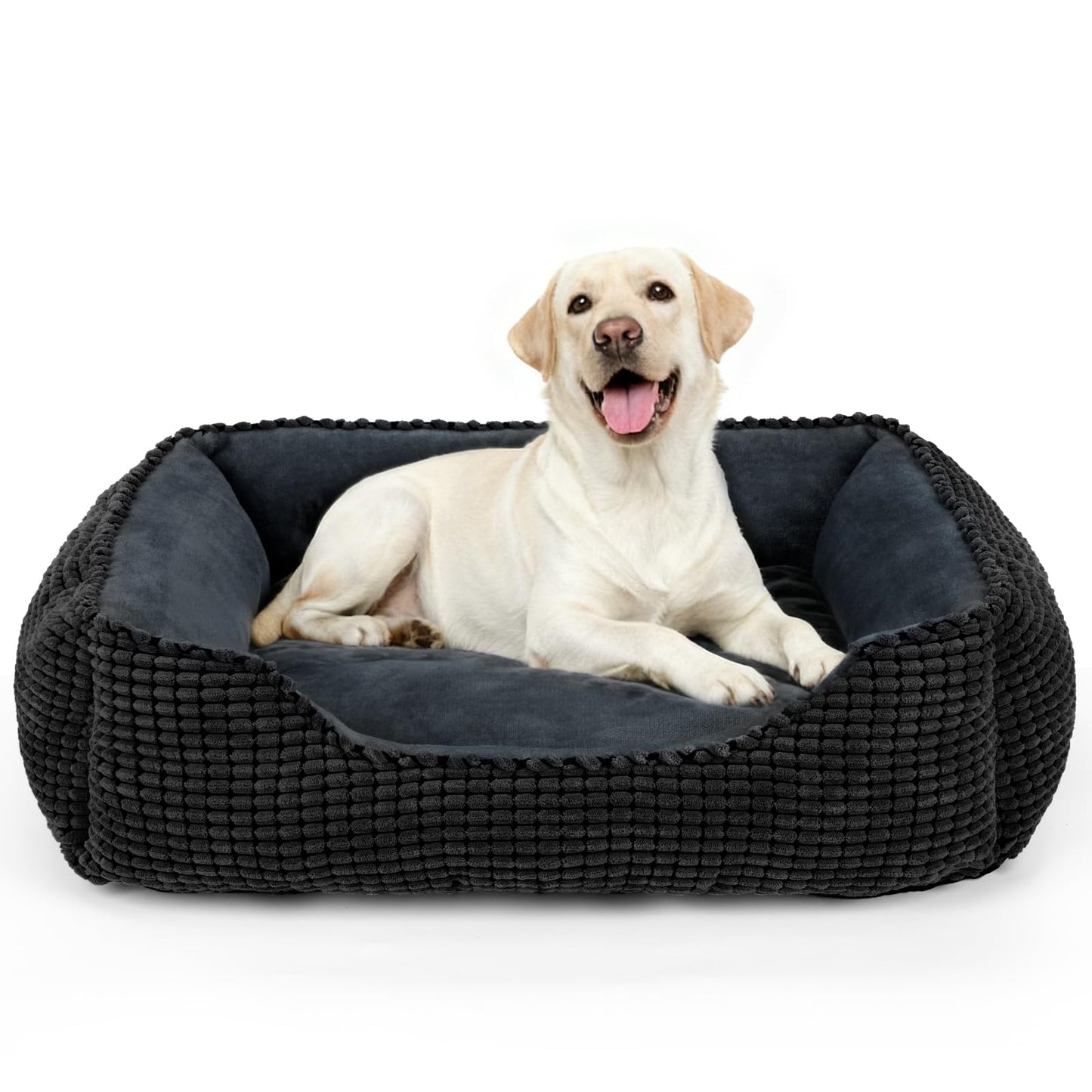 MIXJOY Dog Bed for Large Medium Small Dogs, Rectangle Washable Sleeping Puppy Bed, Soft Calming Cat Beds for Indoor Cats, Orthopedic Pet Sofa Bed, Anti-Slip Bottom with Multiple Size (20'', Grey)