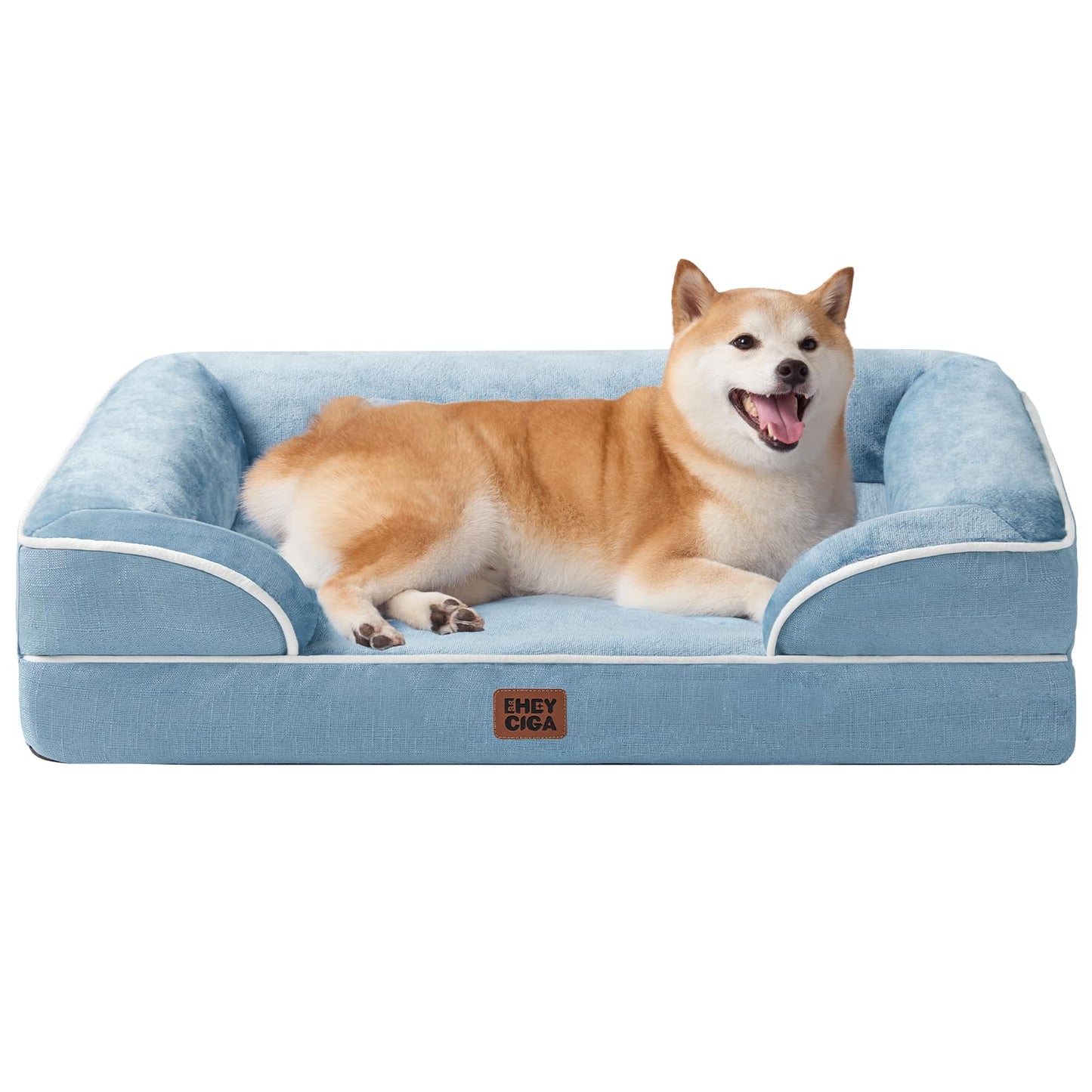 EHEYCIGA Orthopedic Dog Beds Large Sized Dog, Waterproof Memory Foam Pet Bed with Sides, Non-Slip Bottom Large Pet Bed with Washable Removable Cover, Grey