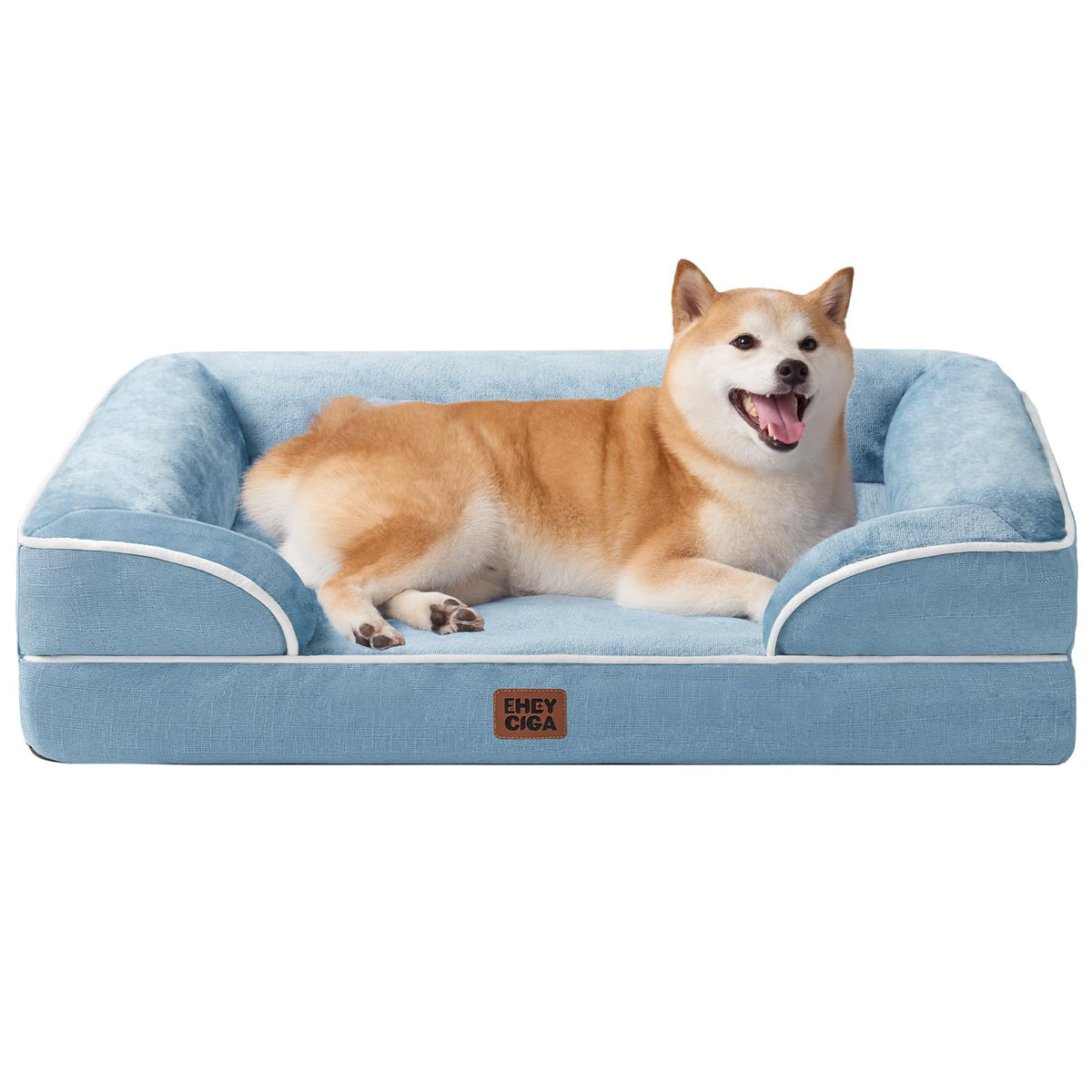 EHEYCIGA Orthopedic Dog Beds for Extra Large Dogs 44x32Inch, Waterproof Memory Foam XL Pet Bed with Sides, Non-Slip and Egg-Crate Foam Big Dog Couch Bed with Washable Removable Cover, Grey