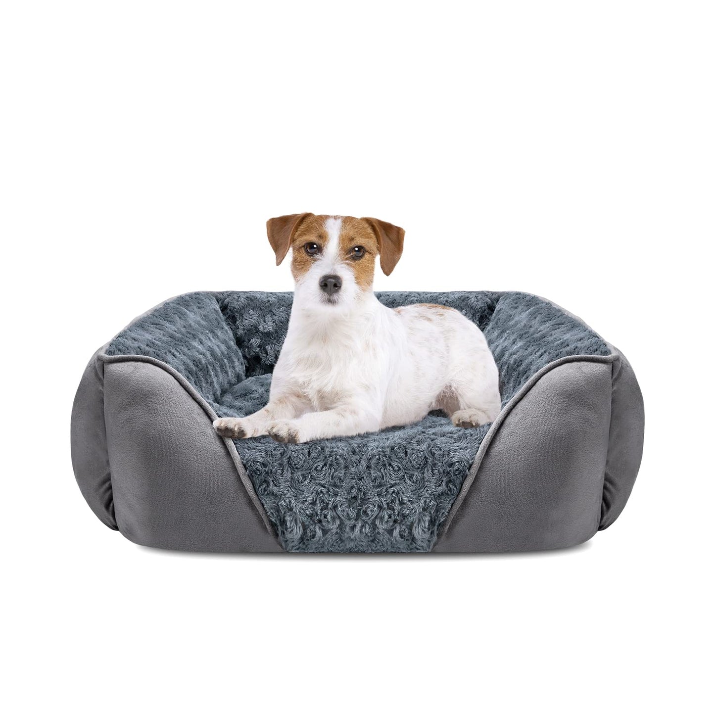 INVENHO Rectangle Washable Orthopedic Dog Bed for Small, Medium and Large Dogs, Soft Calming, Sleeping Puppy Bed Durable Pet Cuddler with Anti-Slip Bottom, S (20"x19"x6")
