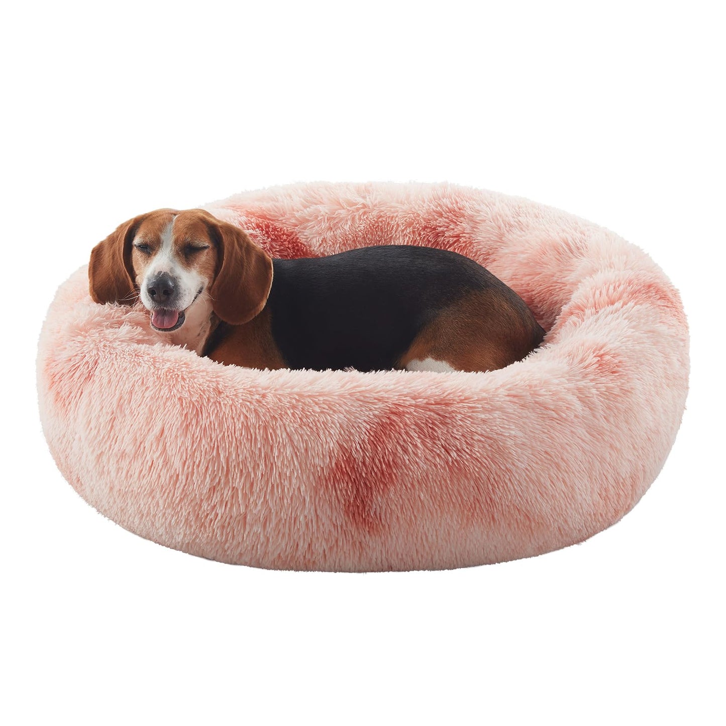 36 inches Donut Dog Bed for Large Dogs - Calming Fluffy Round Pet Bed with Removable & Washable Cover,Fits up to 80 lbs Pets (Dark Grey,Large)