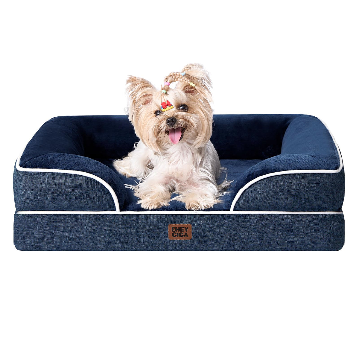 EHEYCIGA Orthopedic Dog Beds Large Sized Dog, Waterproof Memory Foam Pet Bed with Sides, Non-Slip Bottom Large Pet Bed with Washable Removable Cover, Grey