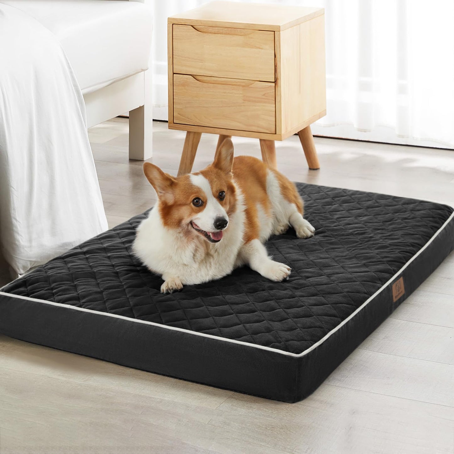 WNPETHOME Orthopedic Waterproof Extra Large Dogs Bed with Removable Washable Cover, Multi-Needle Quilting XL Crate Bed for Large Sized Dog, Light Grey