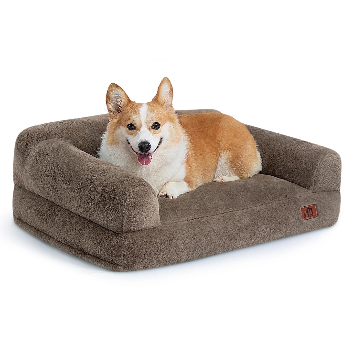 Hollypet Fluffy Dog Cat Bed Pet Couch Beds Plush Soft Warming Washable Puppy Bed for Small Medium Dogs and Large Cats, White, 24" L x 18" W x 10" Th