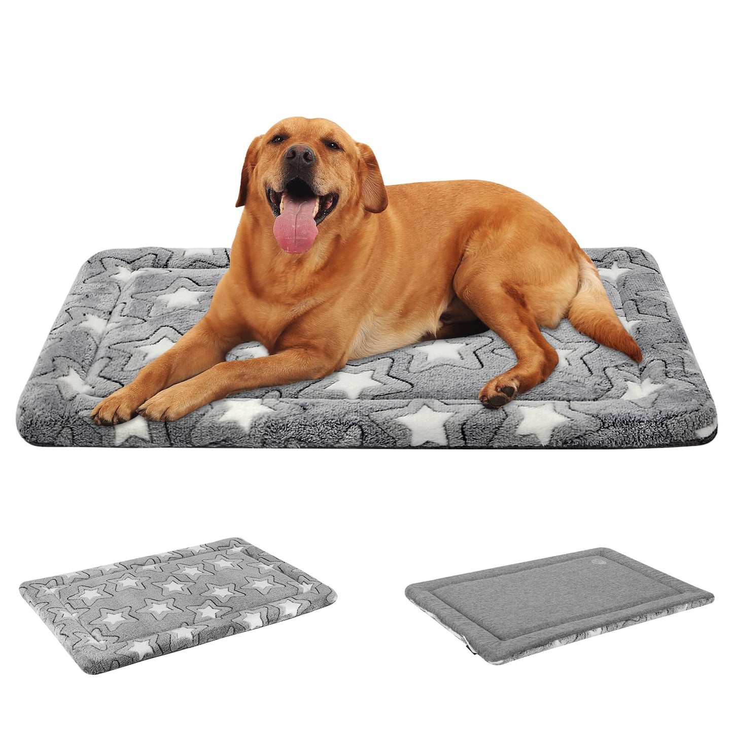 EMPSIGN Dog Crate Pad - Reversible Kennel Mat (Cool & Warm), Machine Washable, Cozy Star Pattern Sleeping Pad for Small Medium Large Dogs, All-Season Pet Bed, Suitable for 30"x20" Dog Crate, Grey