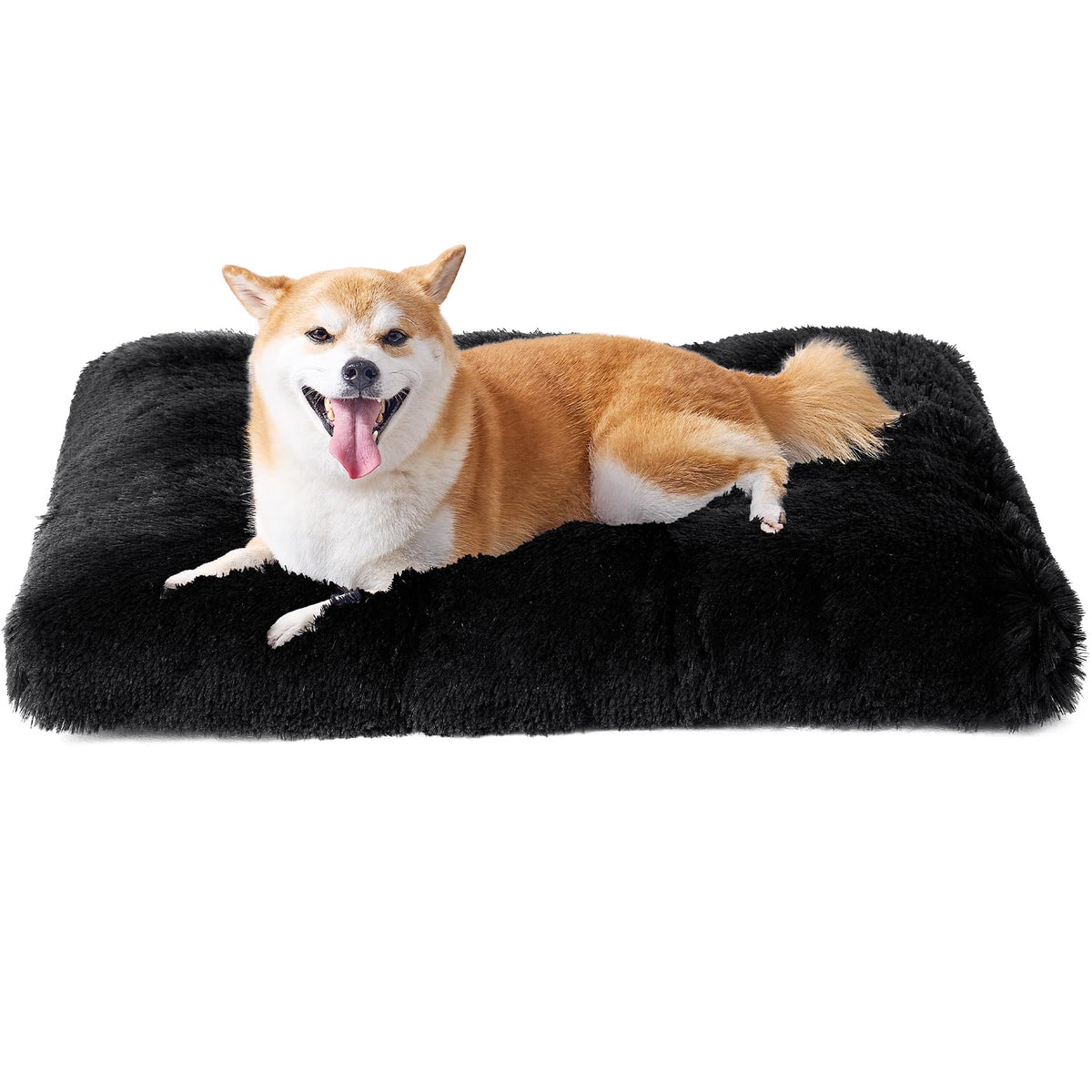 EHEYCIGA Fluffy Dog Crate Bed for Extra Large Dogs, Plush Faux Fur Pad, Calming Anti Anxiety XL Bed for Crate, Washable Soft Warm Dog Mat with Non-Slip Bottom, Grey