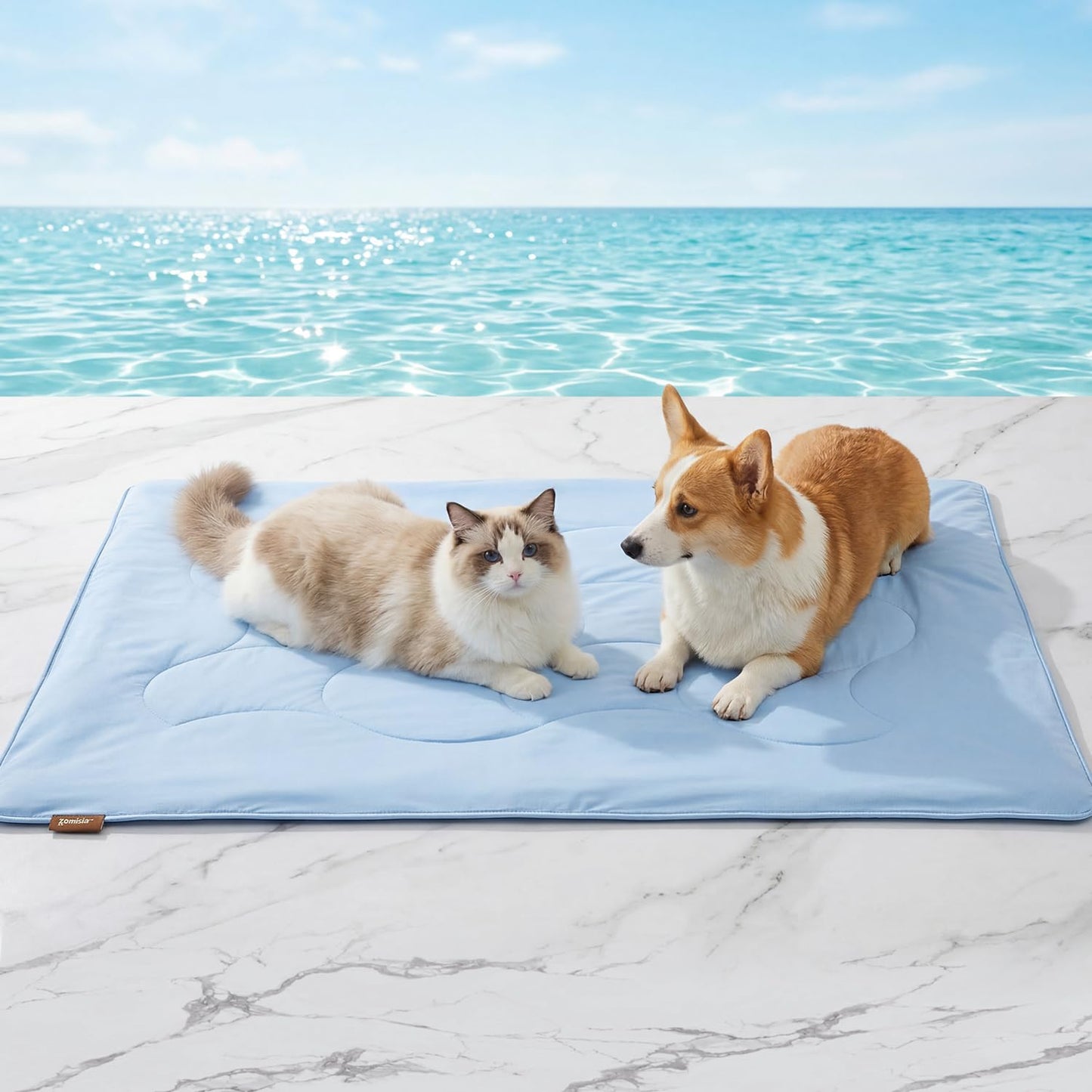 ZOMISIA Premium Cooling Blanket for Large Dogs - Q-MAX>0.5 Breathable Washable Dog Cooling Mat, Travel Soft Pet Summer Essentials, Grey, 40"x50"