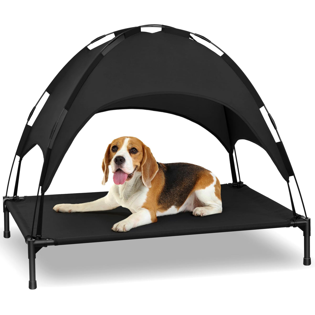 Heeyoo Elevated Dog Bed with Removable Canopy, Portable Dog Cot with Sun Protection Shade Tent, Raised Pet Cooling Cot Bed for Dogs, 42in