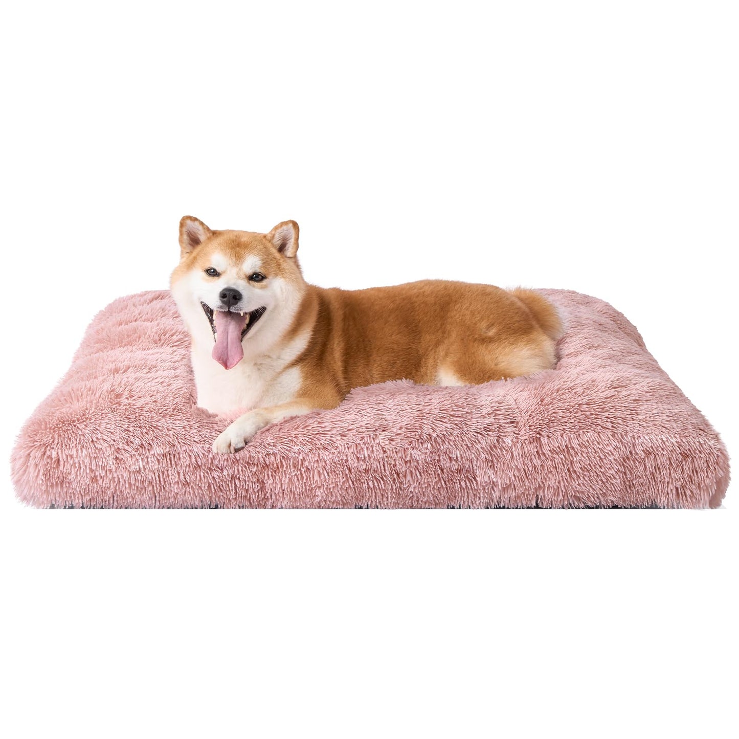 EHEYCIGA Fluffy Dog Crate Bed for Extra Large Dogs, Plush Faux Fur Pad, Calming Anti Anxiety XL Bed for Crate, Washable Soft Warm Dog Mat with Non-Slip Bottom, Grey