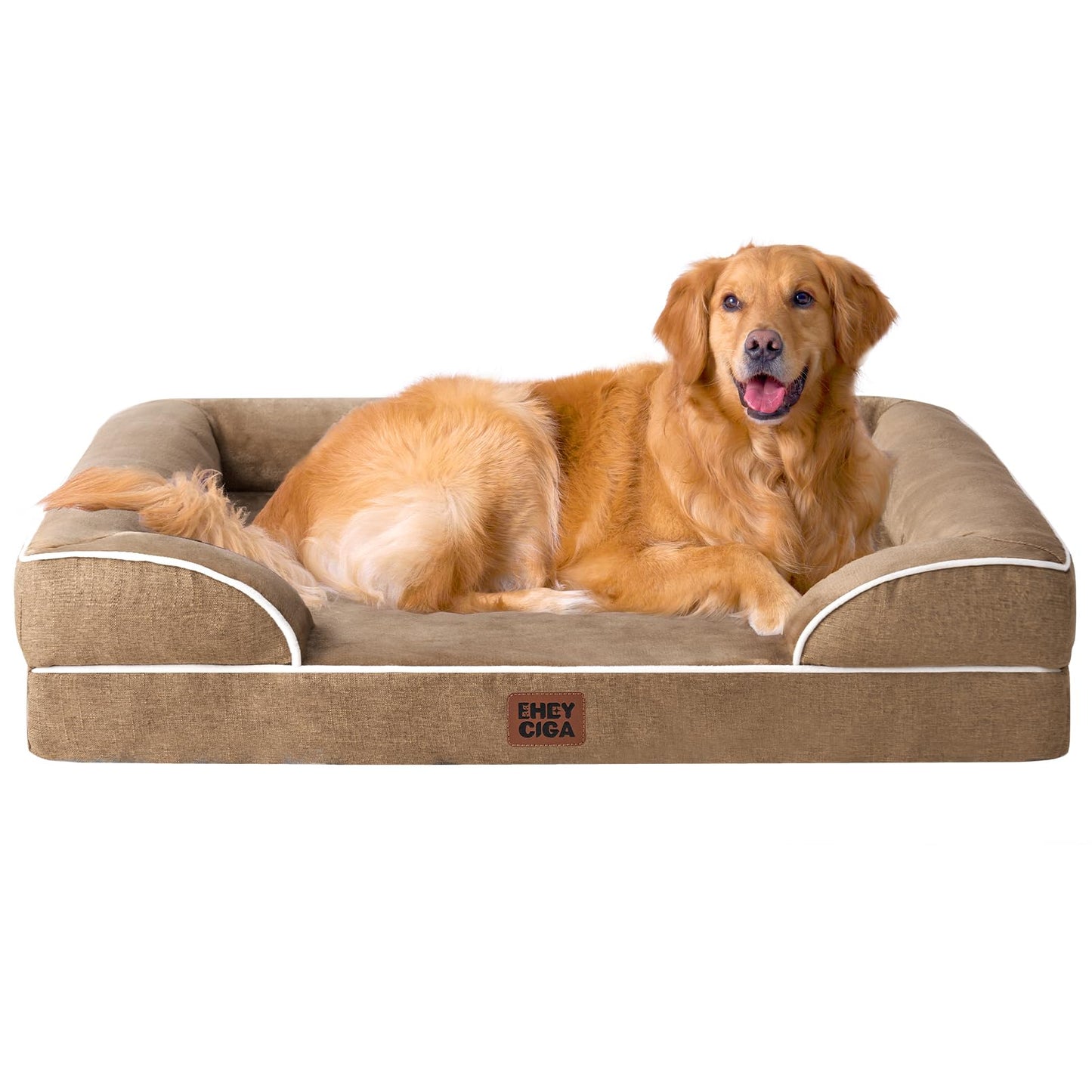 EHEYCIGA Orthopedic Dog Beds for Extra Large Dogs 44x32Inch, Waterproof Memory Foam XL Pet Bed with Sides, Non-Slip and Egg-Crate Foam Big Dog Couch Bed with Washable Removable Cover, Grey