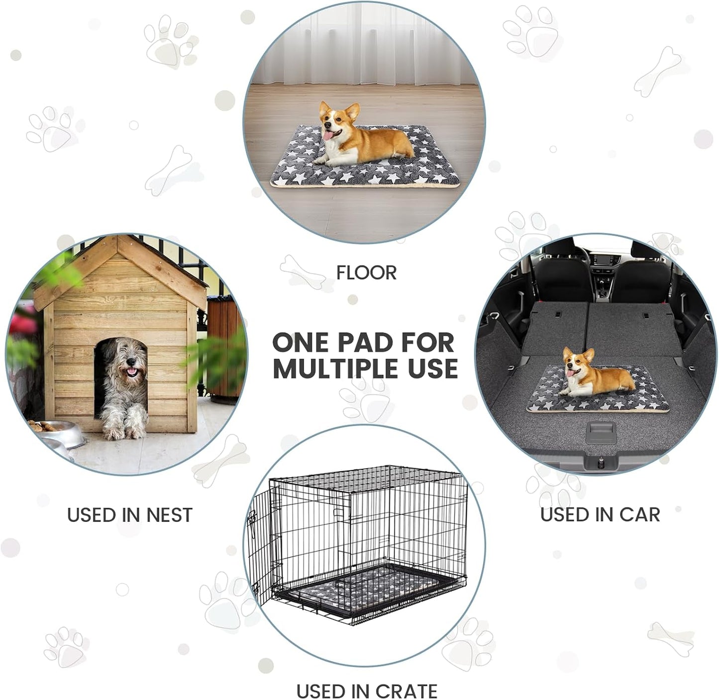 Dog Bed mat Pet mat Dog Box mat Machine Washable Grey (33x23x1.5in)
