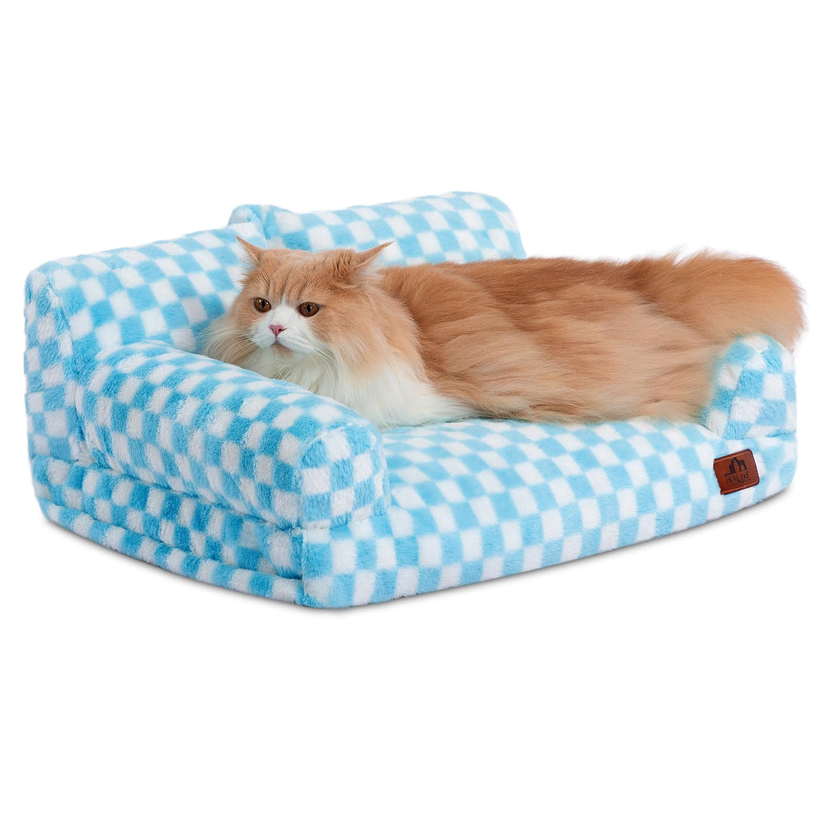 Hollypet Fluffy Dog Cat Bed Pet Couch Beds Plush Soft Warming Washable Puppy Bed for Small Medium Dogs and Large Cats, White, 24" L x 18" W x 10" Th