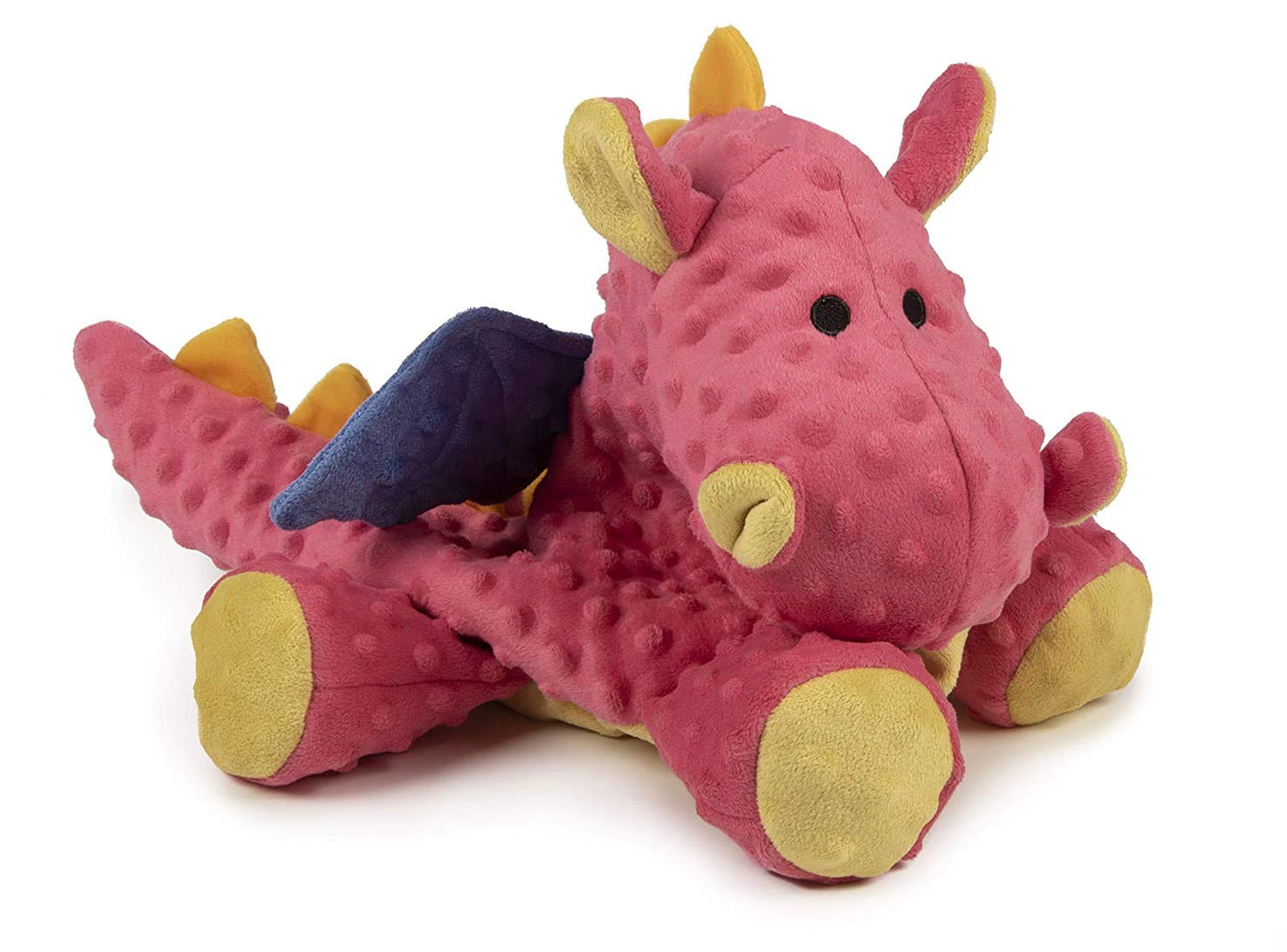 goDog Bubble Plush Dragons Squeaky Dog Toy, Chew Guard Technology - Coral, Large