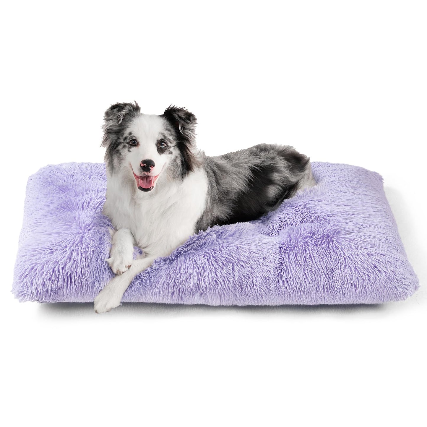 EHEYCIGA Fluffy Dog Crate Bed for Extra Large Dogs, Plush Faux Fur Pad, Calming Anti Anxiety XL Bed for Crate, Washable Soft Warm Dog Mat with Non-Slip Bottom, Grey
