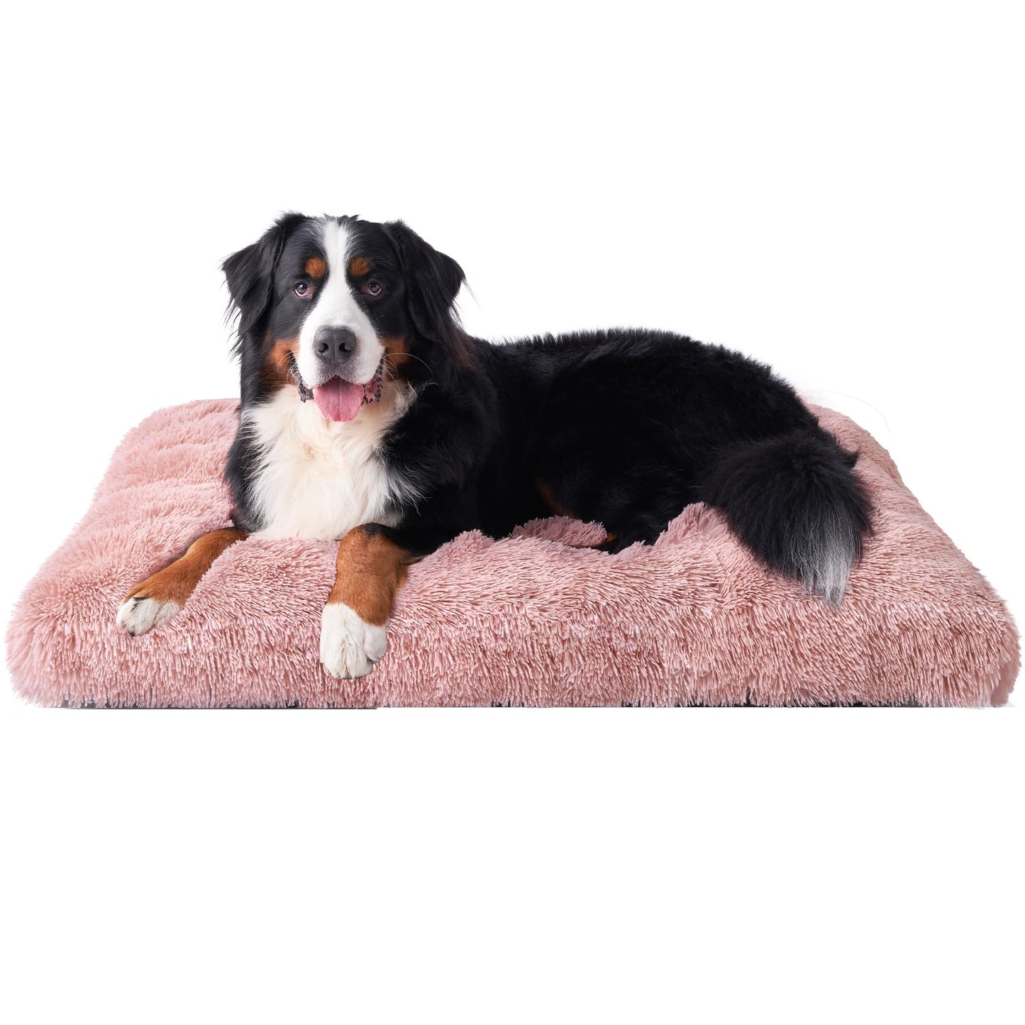 EHEYCIGA Fluffy Dog Crate Bed for Extra Large Dogs, Plush Faux Fur Pad, Calming Anti Anxiety XL Bed for Crate, Washable Soft Warm Dog Mat with Non-Slip Bottom, Grey