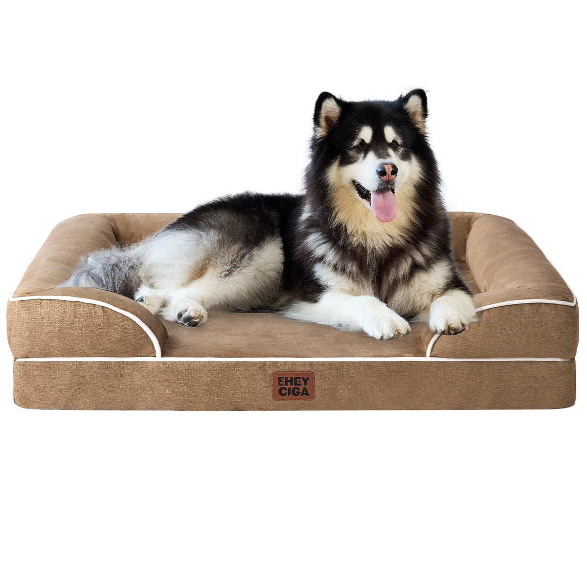 EHEYCIGA Orthopedic Dog Beds for Extra Large Dogs 44x32Inch, Waterproof Memory Foam XL Pet Bed with Sides, Non-Slip and Egg-Crate Foam Big Dog Couch Bed with Washable Removable Cover, Grey