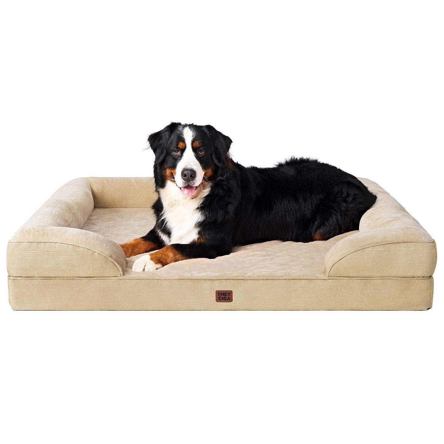 EHEYCIGA Orthopedic Dog Beds for Extra Large Dogs 44x32Inch, Waterproof Memory Foam XL Pet Bed with Sides, Non-Slip and Egg-Crate Foam Big Dog Couch Bed with Washable Removable Cover, Grey