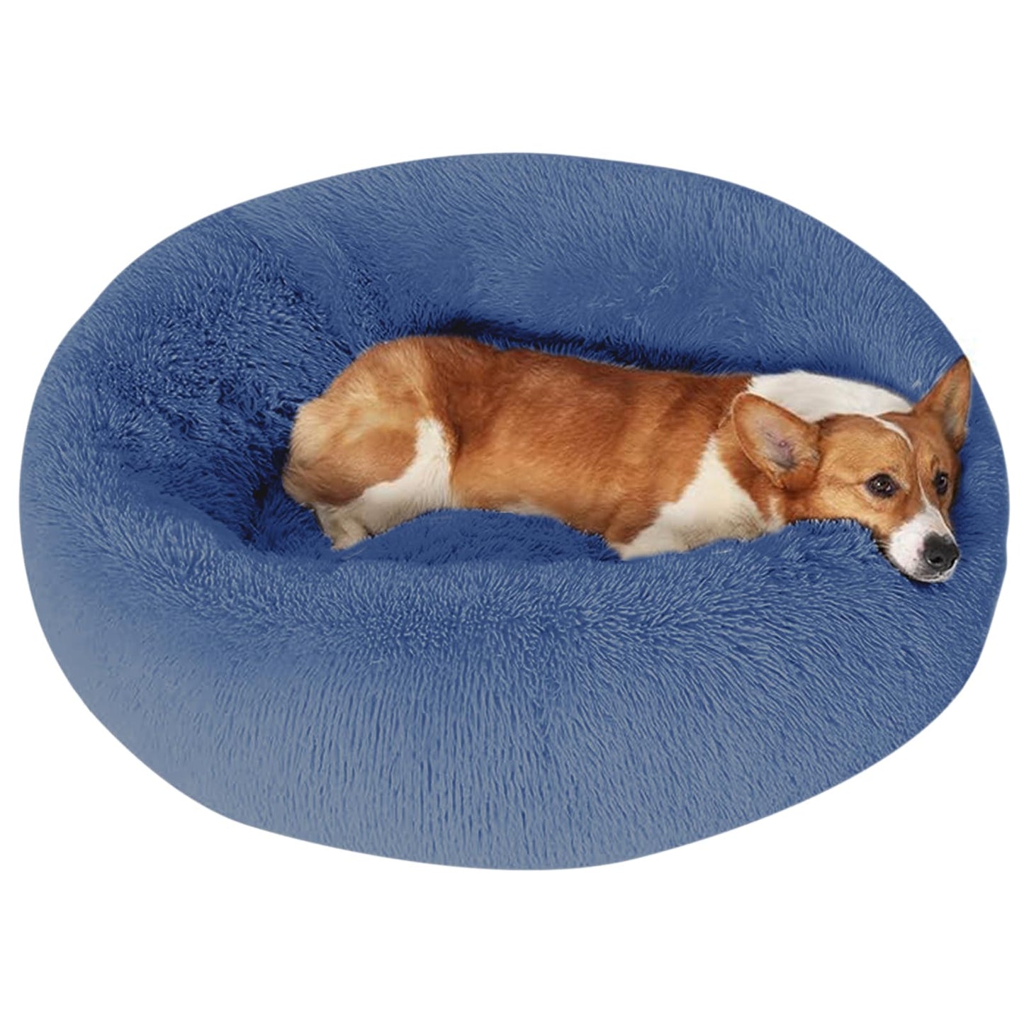 JOLLYVOGUE Small Dog Bed, Calming Soft Anti-Anxiety Donut Cat Bed, Washable Round Fluffy Cushion for Small and Medium Pets (20")