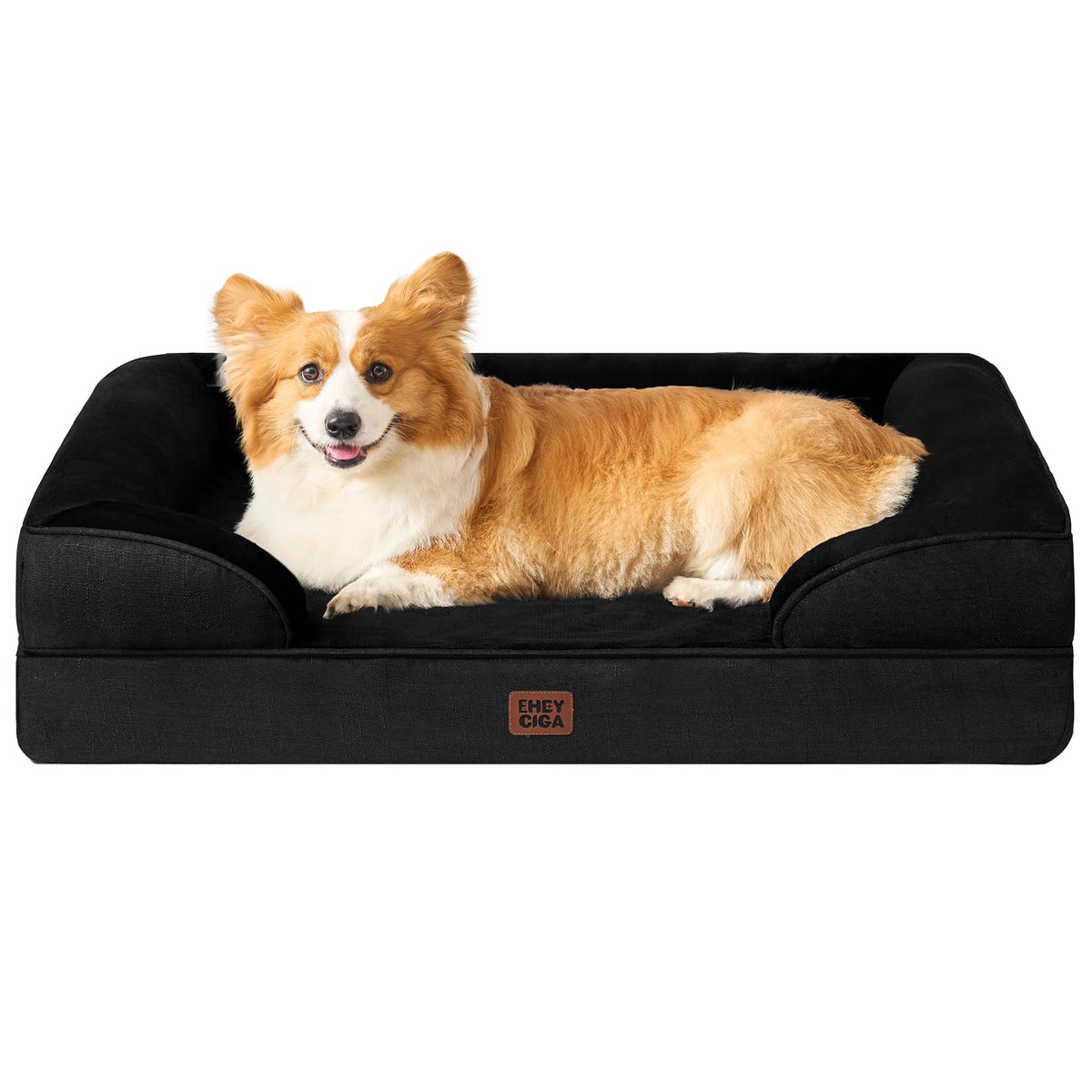 EHEYCIGA Orthopedic Dog Beds for Extra Large Dogs 44x32Inch, Waterproof Memory Foam XL Pet Bed with Sides, Non-Slip and Egg-Crate Foam Big Dog Couch Bed with Washable Removable Cover, Grey