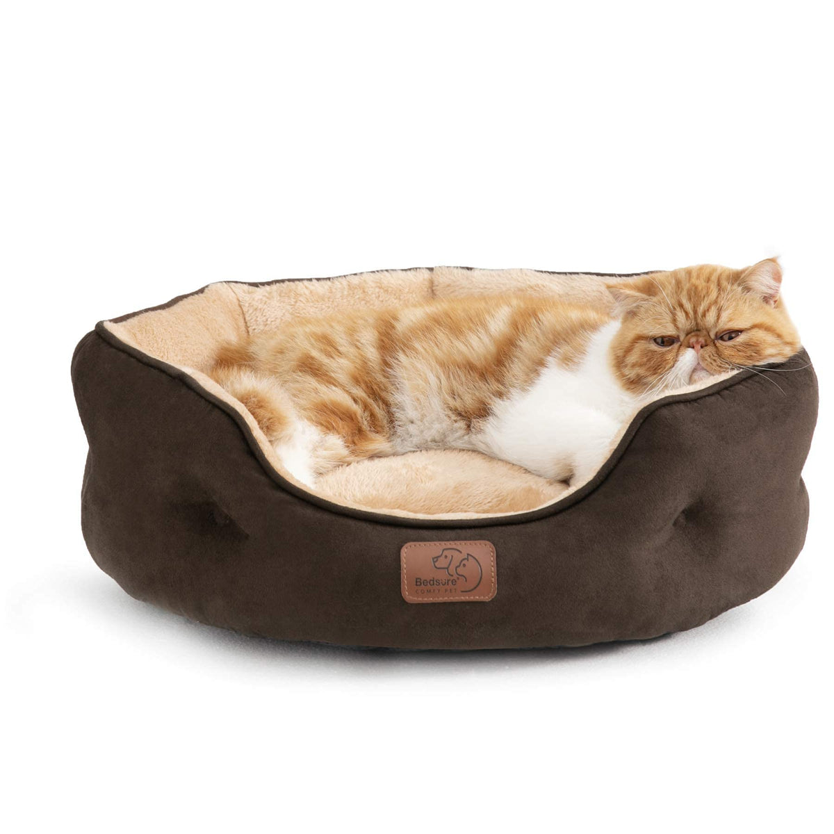 Bedsure Small Dog Bed Washable,Round Cat Beds for Indoor Cats,20in Came | Soft Plush Pet Bed,Dog Beds for Small Dogs for Puppy and Kittens,Anti-Slip Bottom,Easy to Clean