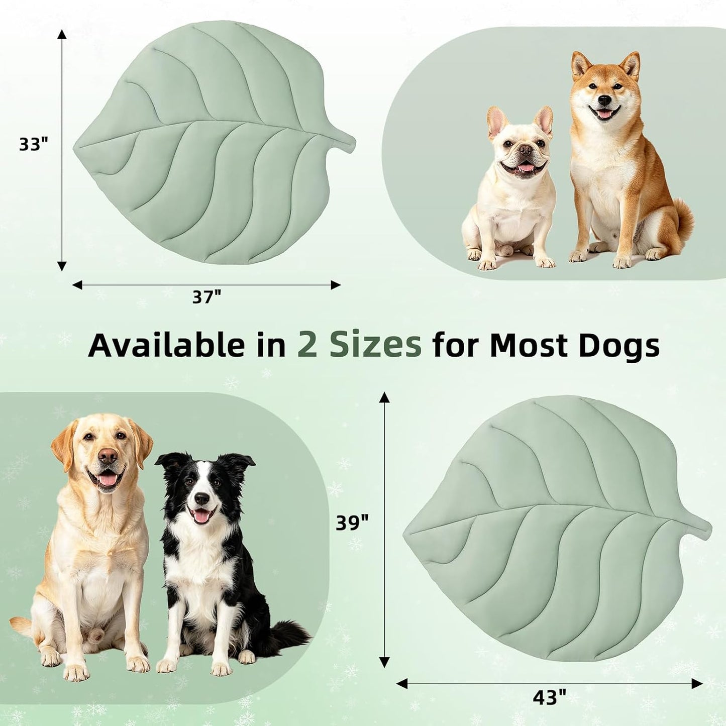 PUPTECK Dog Cooling Mat, 37”x33” Reversible Pet Self-Cooling Bed for Dogs, Thick & Soft Pet Cool Blanket Crate Kennel Pad, for Summer Indoor Outdoor, Green L