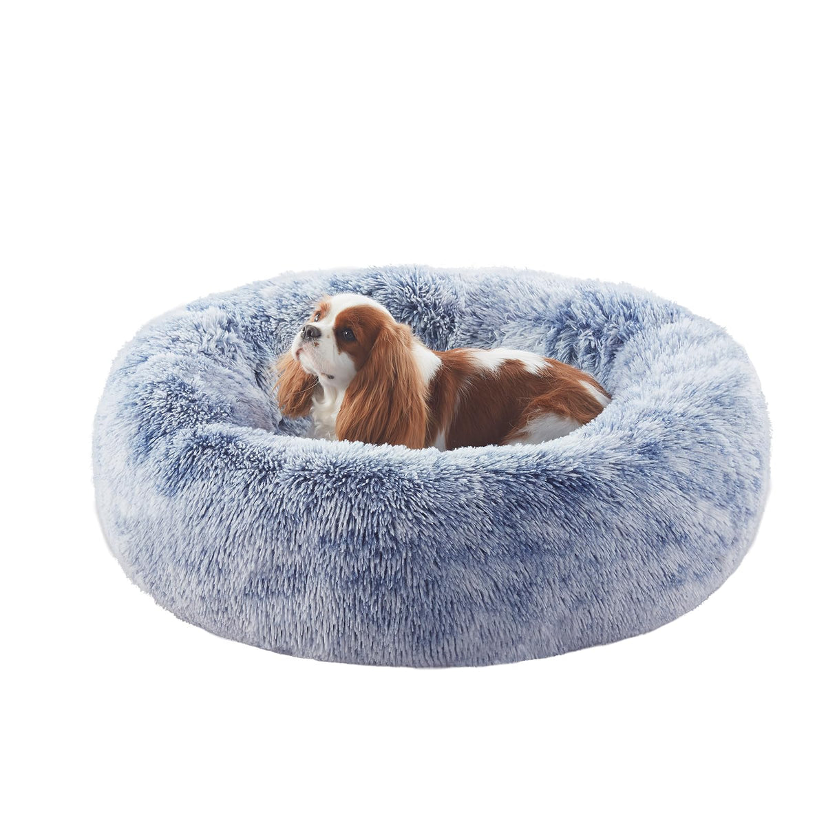 36 inches Donut Dog Bed for Large Dogs - Calming Fluffy Round Pet Bed with Removable & Washable Cover,Fits up to 80 lbs Pets (Dark Grey,Large)