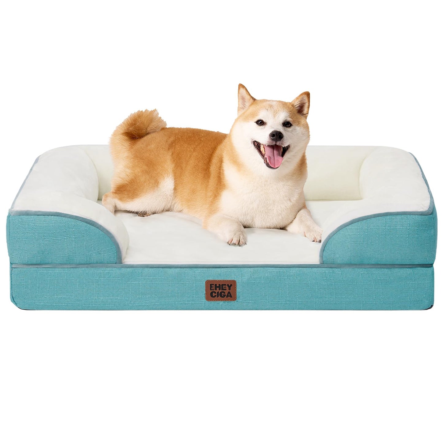 EHEYCIGA Orthopedic Dog Beds for Extra Large Dogs 44x32Inch, Waterproof Memory Foam XL Pet Bed with Sides, Non-Slip and Egg-Crate Foam Big Dog Couch Bed with Washable Removable Cover, Grey