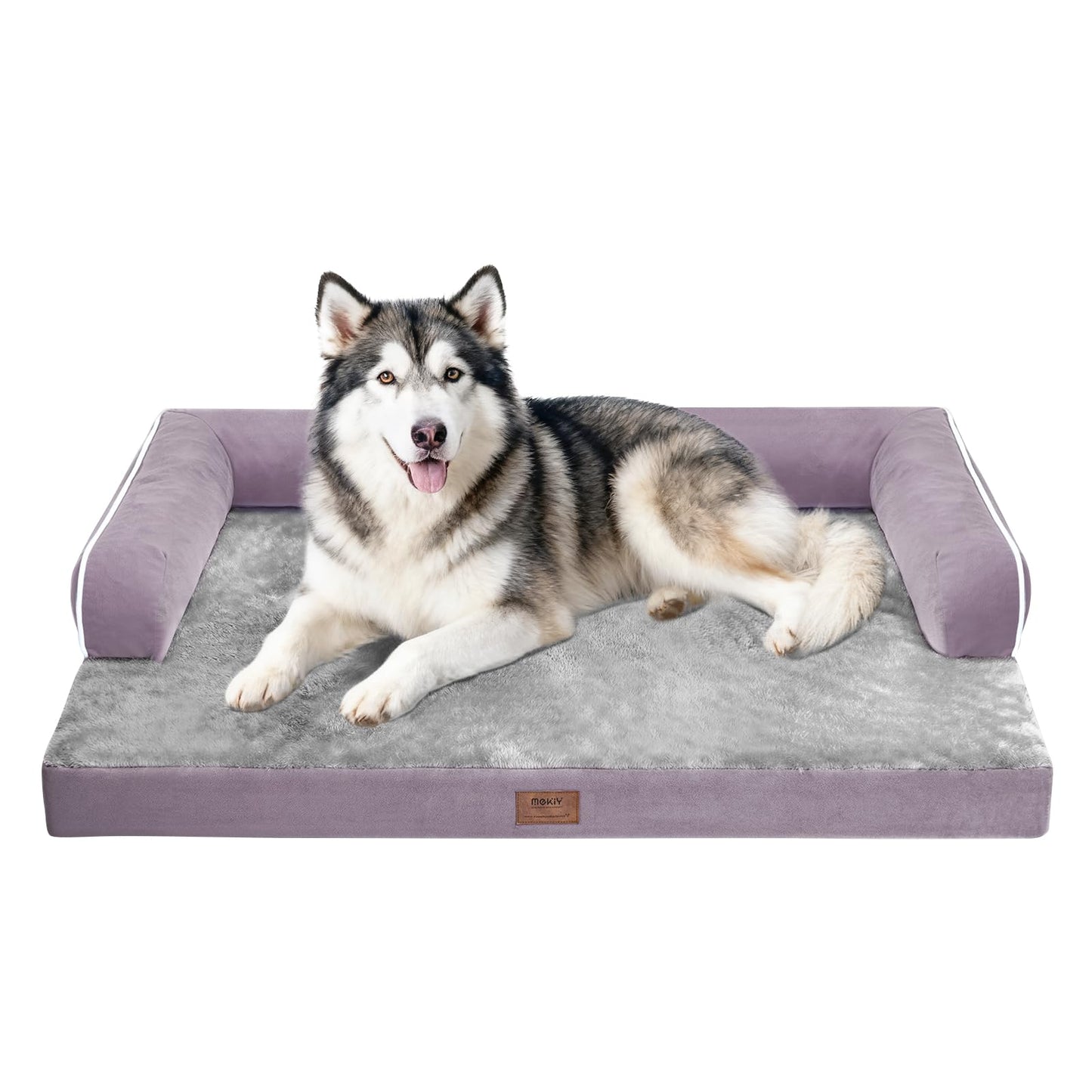 MEKIY Orthopedic Washable Dog Bed with Bolster for Medium to Large Dogs | Pillow Support for Neck Relief, Egg Crate Foam, Waterproof Liner, Anti-Slip Bottom, Removable Bolster Cover, 36 x 27 Inch