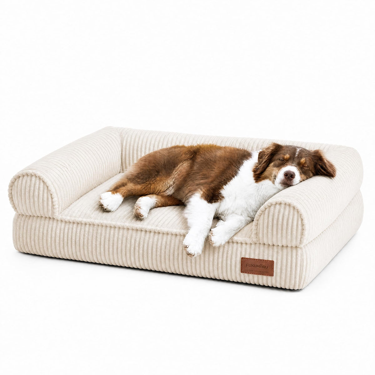 FUKUMARU Dog Couch Bed, Corduroy Cozy Cat Bed for Indoor Cats with Washable Cover, 28in Waterproof Orthopedic Dog Beds Sofa for Small Dogs and Large Cats, Cute Warm Cotton Pet Sofa, Green