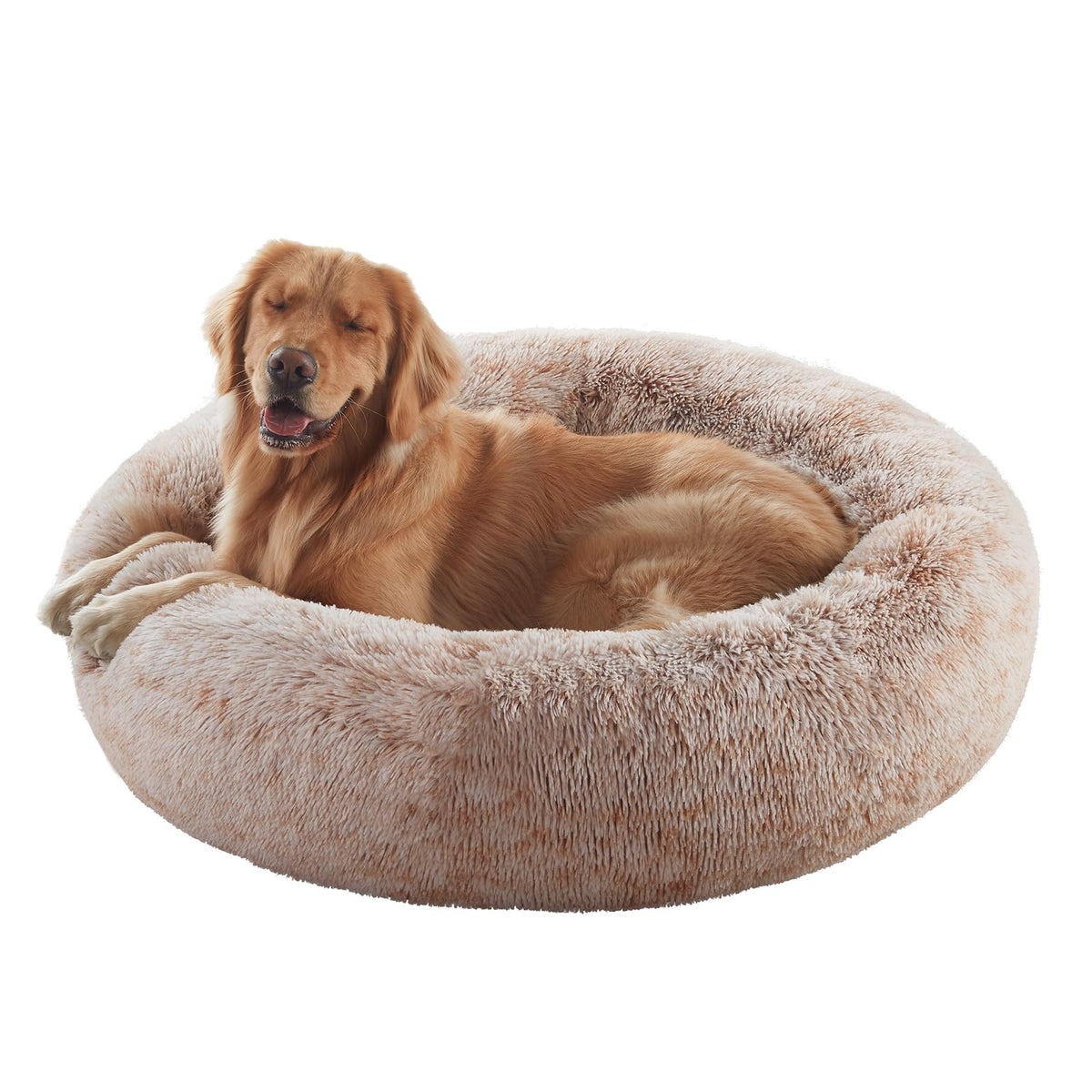 36 inches Donut Dog Bed for Large Dogs - Calming Fluffy Round Pet Bed with Removable & Washable Cover,Fits up to 80 lbs Pets (Dark Grey,Large)
