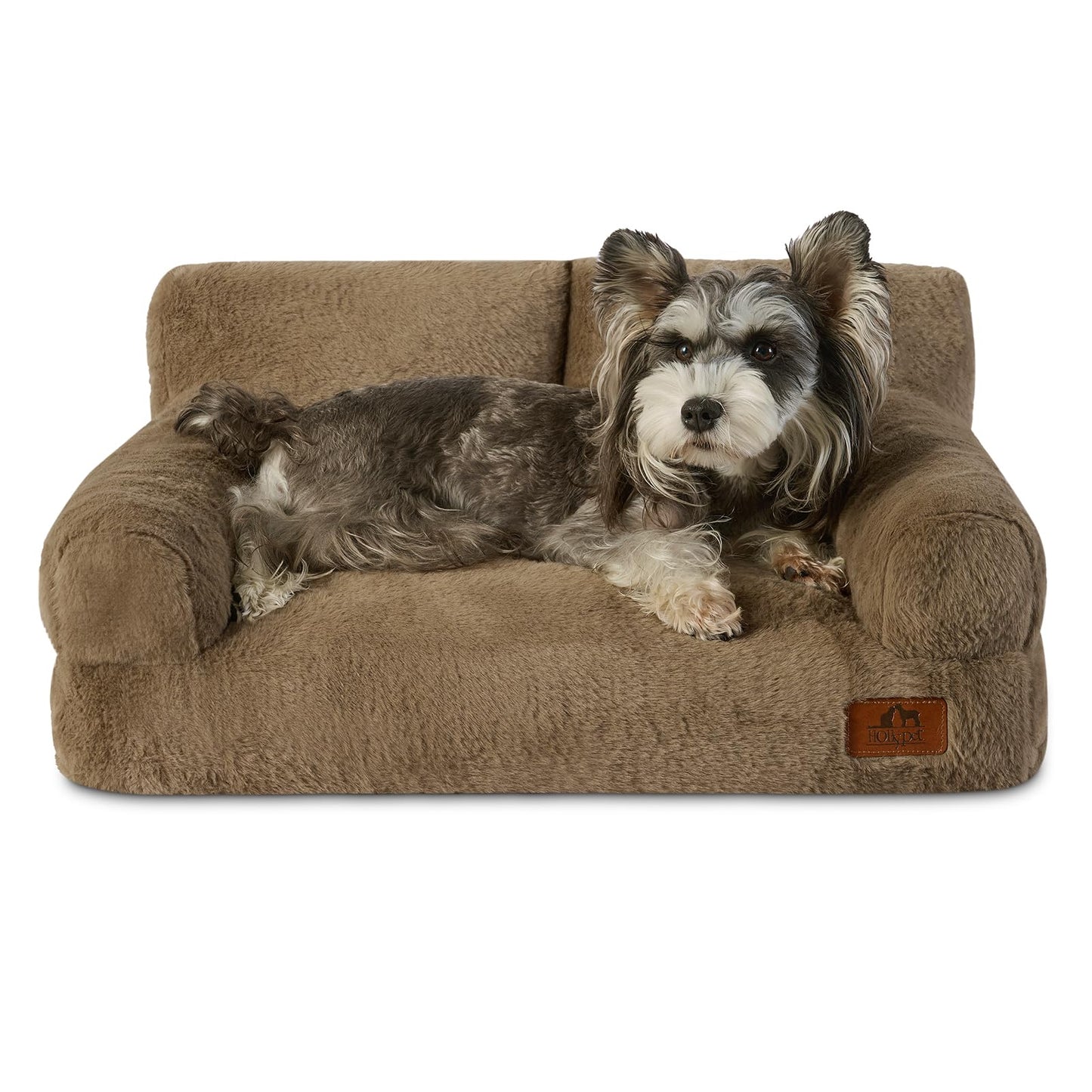 Hollypet Fluffy Dog Cat Bed Pet Couch Beds Plush Soft Warming Washable Puppy Bed for Small Medium Dogs and Large Cats, White, 24" L x 18" W x 10" Th