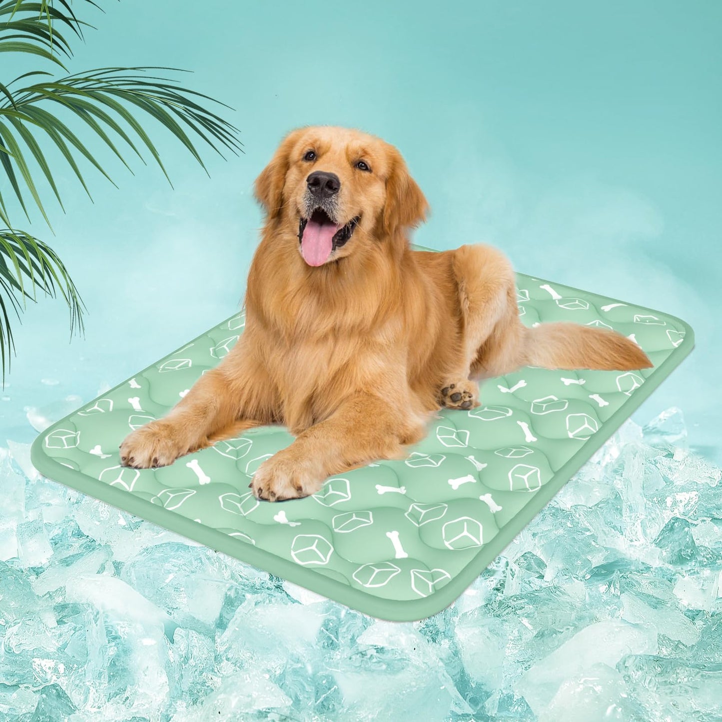 Rywell Dog Cooling Mat 2.0, Ocean Blue,44" x 32" Thick & Durable Cooling Mat for Extra Large Dogs, Long-Lasting Cool with Waterproof & Color-Changing Arc-Chill Tech (Q-Max>0.5) Washable& Non-Toxic