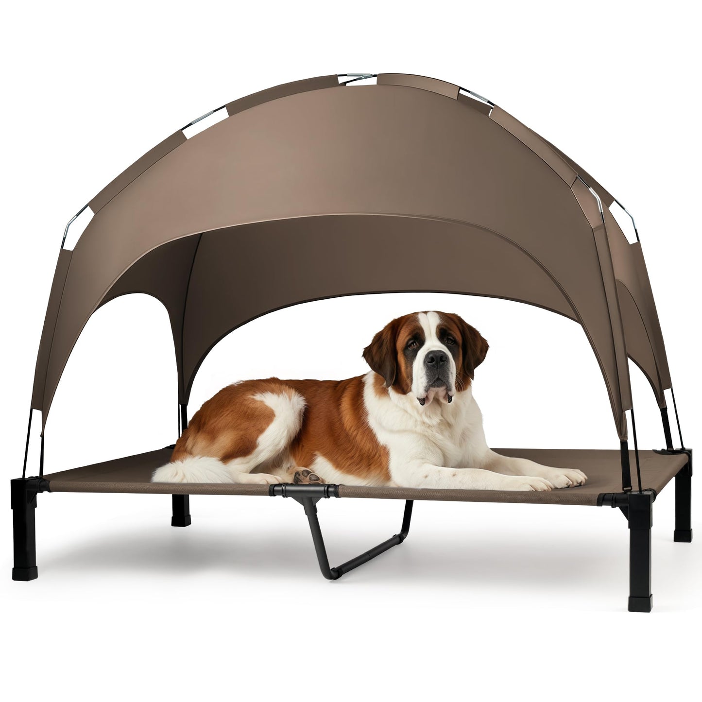 Heeyoo Elevated Dog Bed with Removable Canopy, Portable Dog Cot with Sun Protection Shade Tent, Raised Pet Cooling Cot Bed for Dogs, 42in