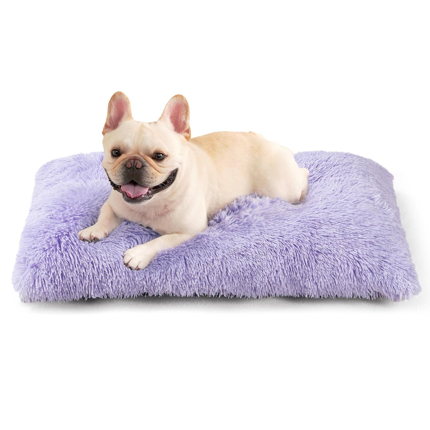 EHEYCIGA Fluffy Dog Crate Bed for Extra Large Dogs, Plush Faux Fur Pad, Calming Anti Anxiety XL Bed for Crate, Washable Soft Warm Dog Mat with Non-Slip Bottom, Grey