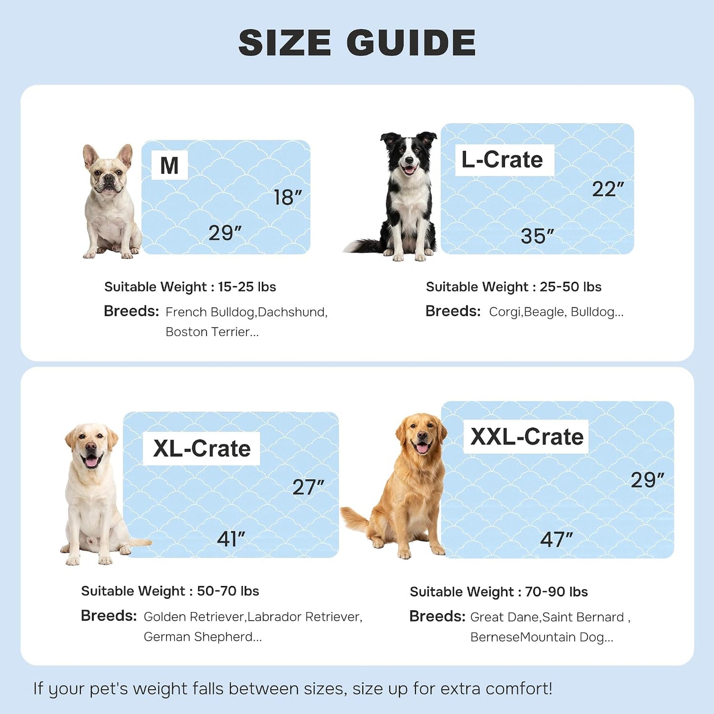 ZOMISIA Dog Cooling Mat for Extra Large Dogs, Q-Max>0.5 Thin Breathable Crate Pad for Pet, Portable Washable Kennel Pad for Summer Outdoor, 41x27, Blue