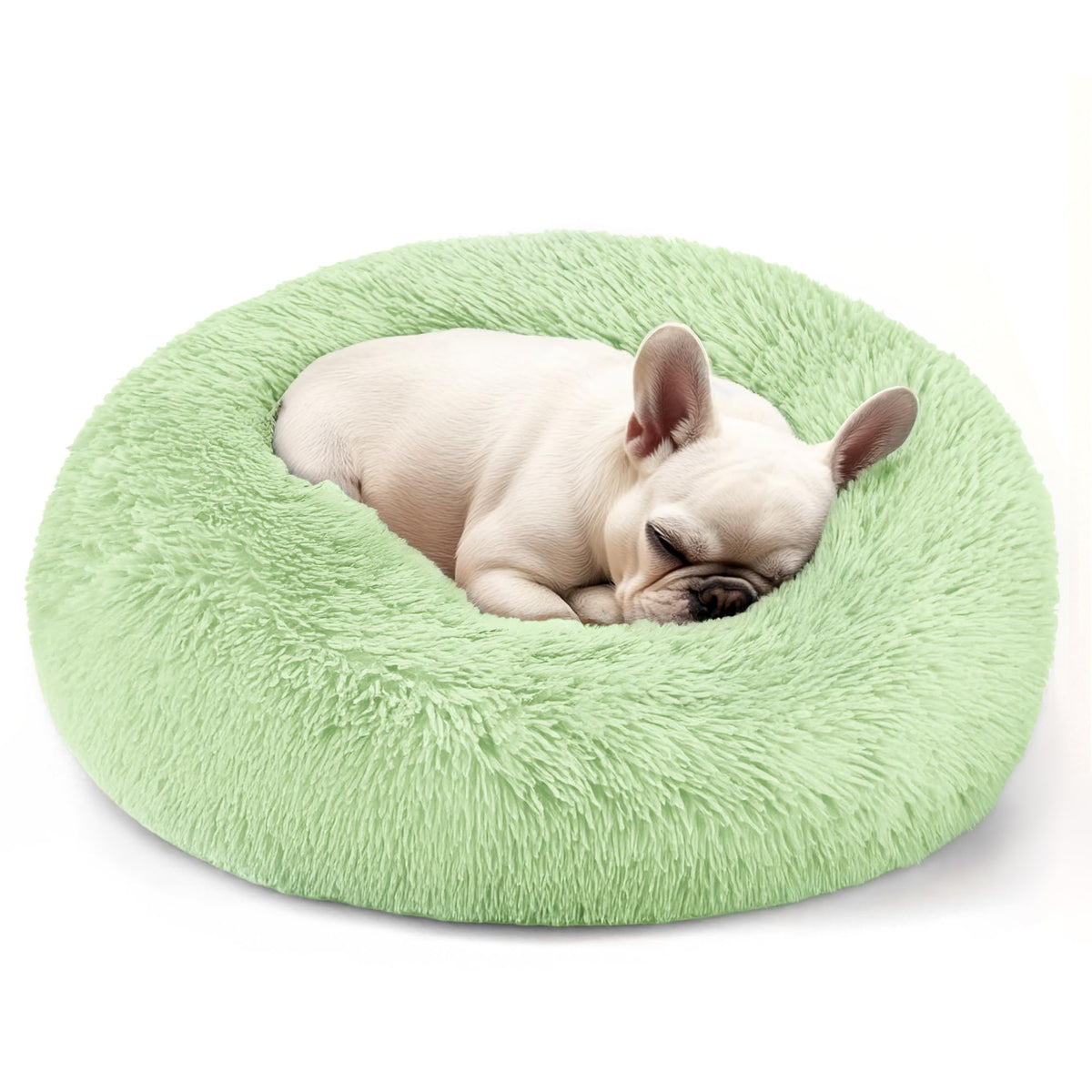 Hoewina Dog & Cat Bed for Indoor Cats, 20in Calming Donut Bed for Puppy and Kitten, Washable Round Fluffy Pet Bed for Small Medium Dogs and Cats (Light Grey)