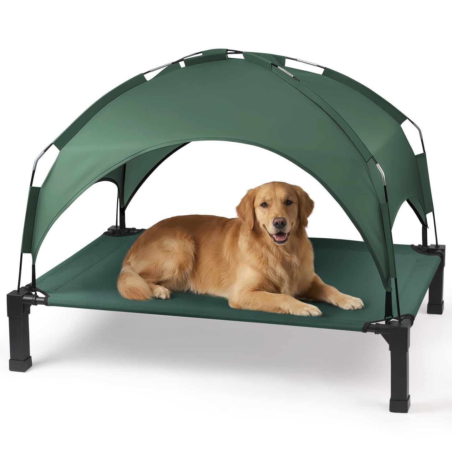 Heeyoo Elevated Dog Bed with Removable Canopy, Portable Dog Cot with Sun Protection Shade Tent, Raised Pet Cooling Cot Bed for Dogs, 42in