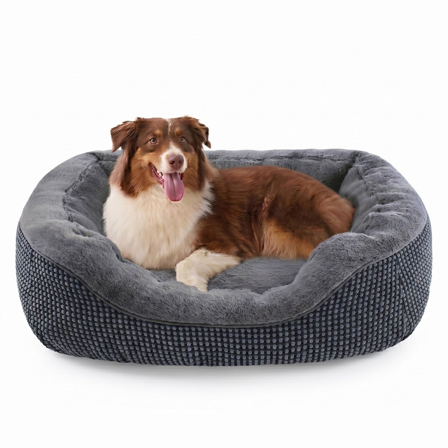 INVENHO Medium Dog Beds for Medium Dogs Washable, Rectangle Dog Bed Medium Size Dog, Orthopedic Dog Bed, Warming Soft Calming Sleeping Puppy Bed Durable Pet Bed with Anti-Slip Bottom M(30"x24"x9")