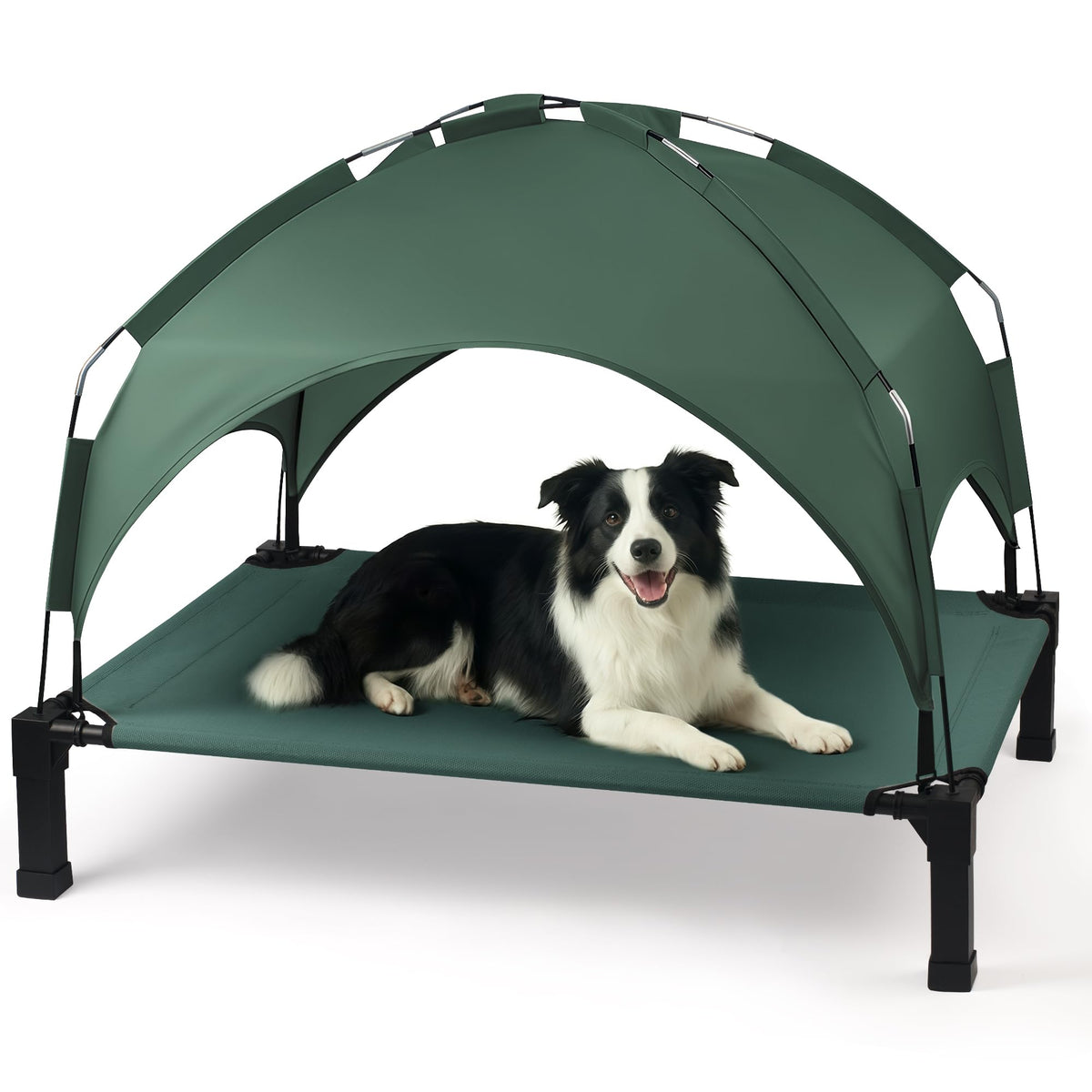 Heeyoo Elevated Dog Bed with Removable Canopy, Portable Dog Cot with Sun Protection Shade Tent, Raised Pet Cooling Cot Bed for Dogs, 42in