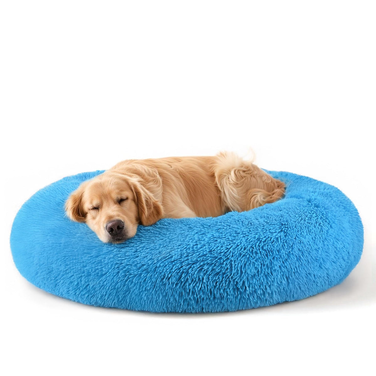 Hoewina Dog & Cat Bed for Indoor Cats, 20in Calming Donut Bed for Puppy and Kitten, Washable Round Fluffy Pet Bed for Small Medium Dogs and Cats (Light Grey)