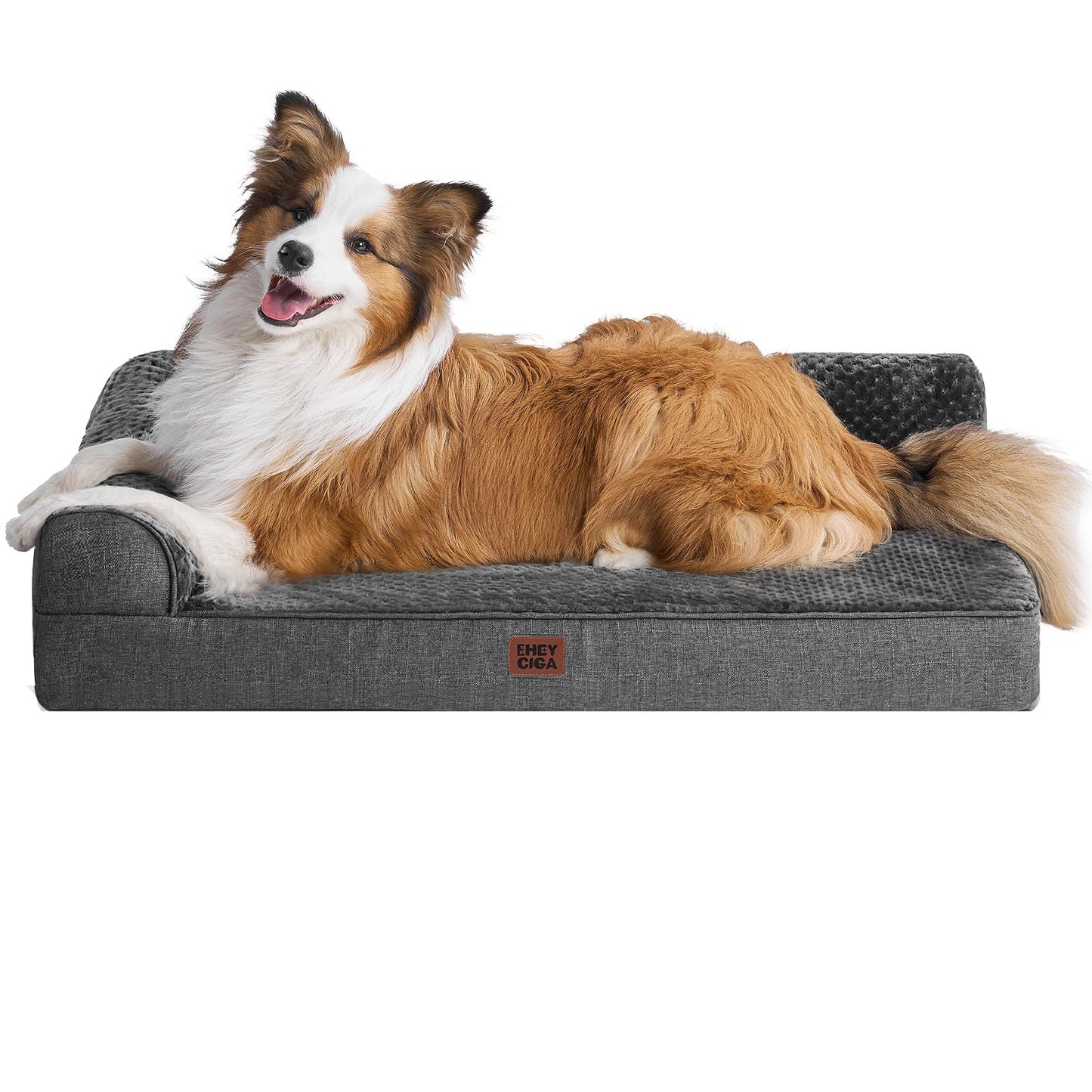 EHEYCIGA Orthopedic Dog Bed Medium Size Dogs, Memory Foam Dog Bed with Washable Removable Cover, Waterproof Pet Sofa Couch for Crate with Nonskid Bottom, 30x20x6, Grey